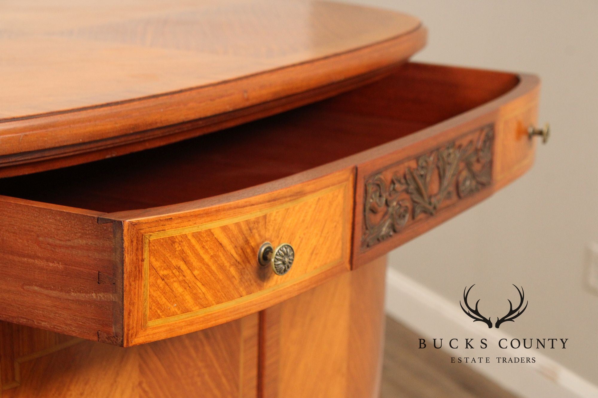 1930's French Louis XV Style Inlaid Satinwood Demilune Gentleman's High Chest