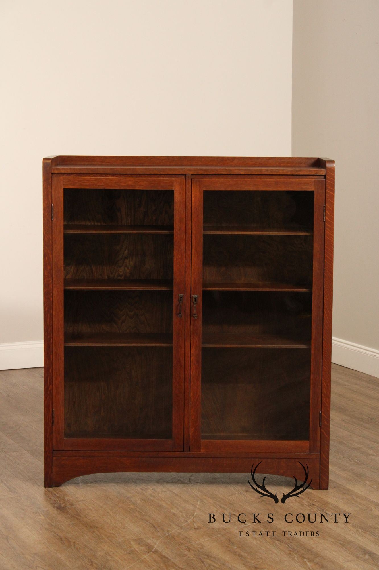 Antique Mission Oak Two-Door Bookcase