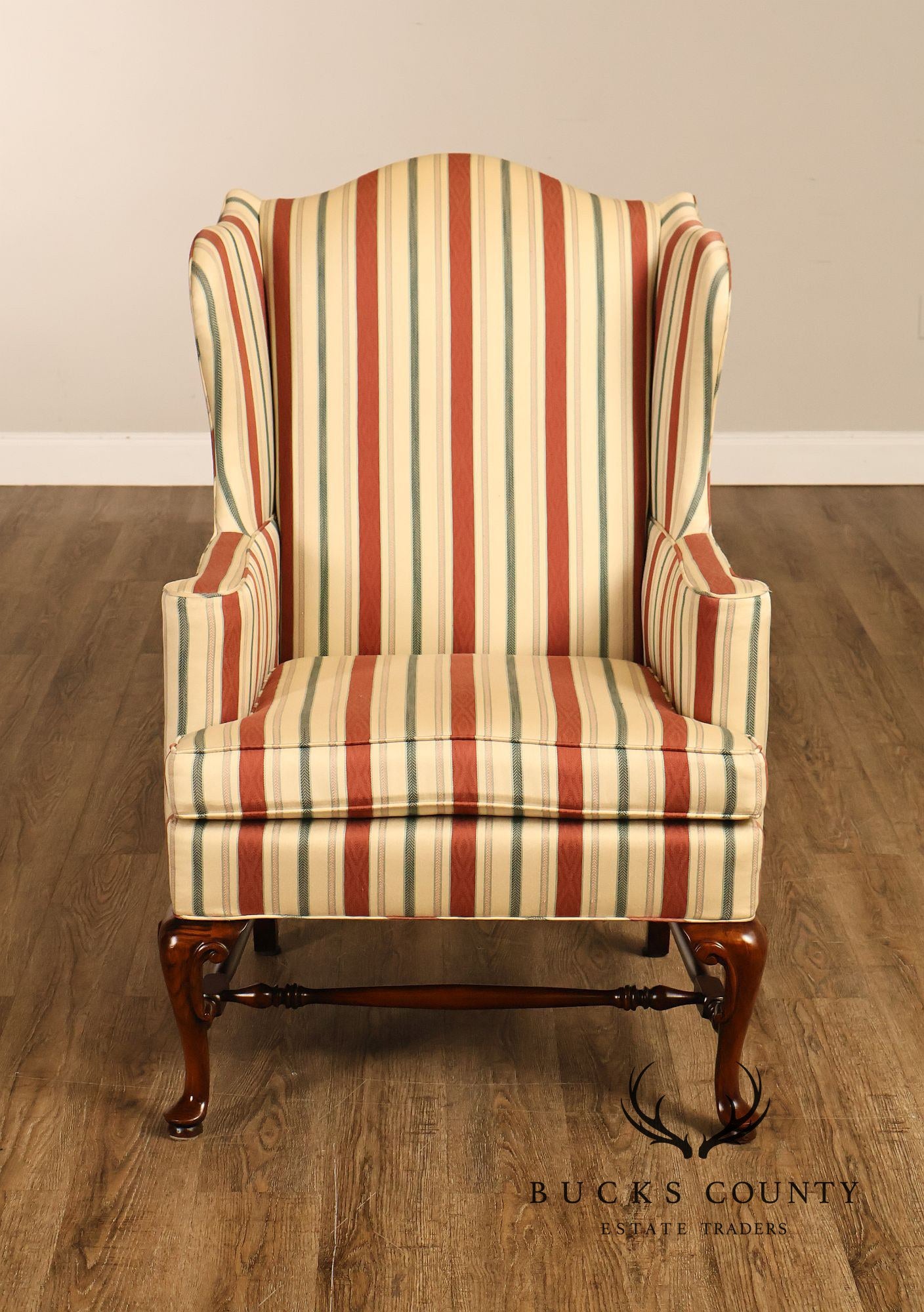 Gilliam Traditional Chippendale Style Pair Of Upholstered Wingback Armchairs