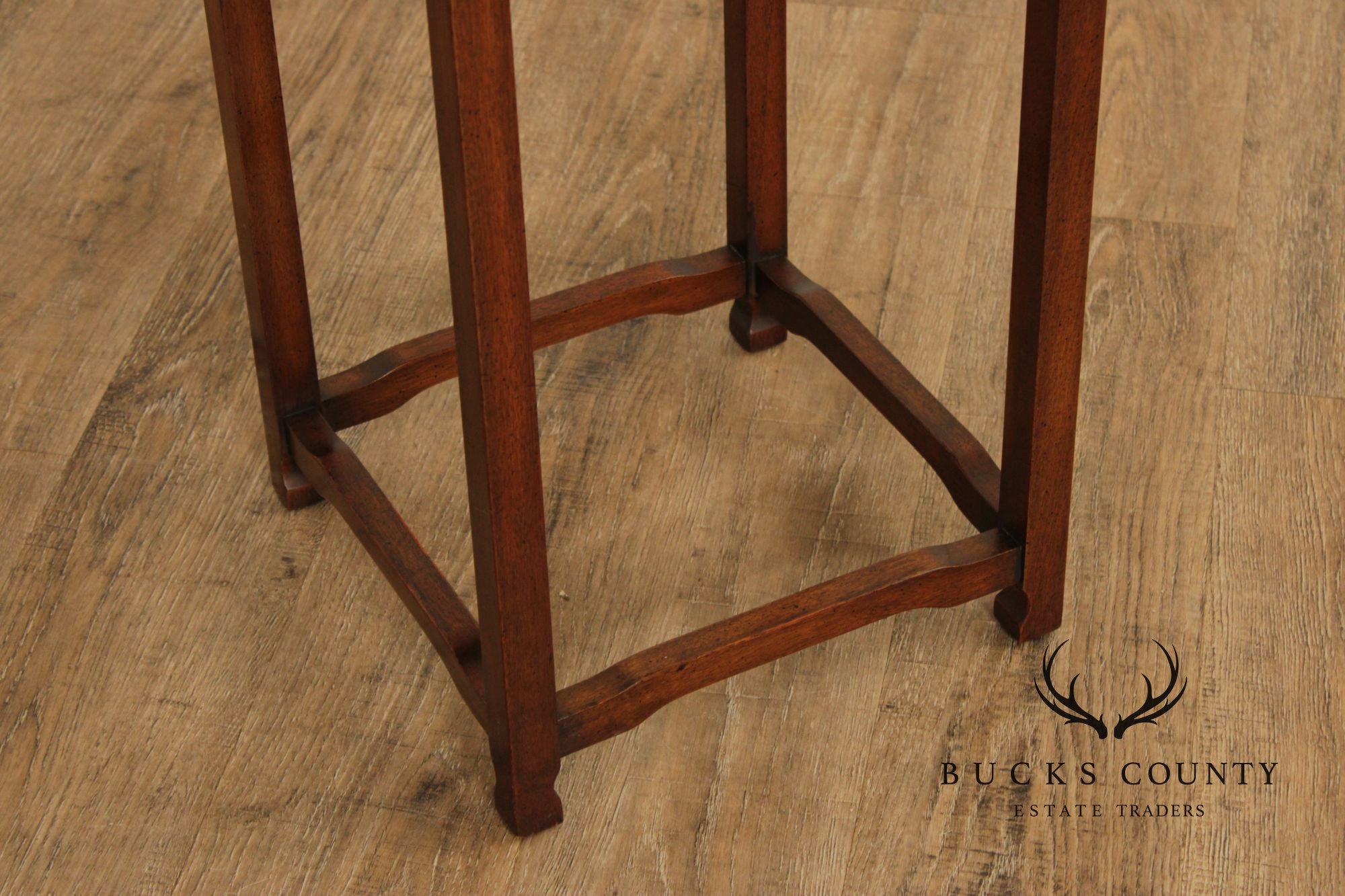 Baker Asian Inspired Pair of Mahogany Pedestal Plant Stands