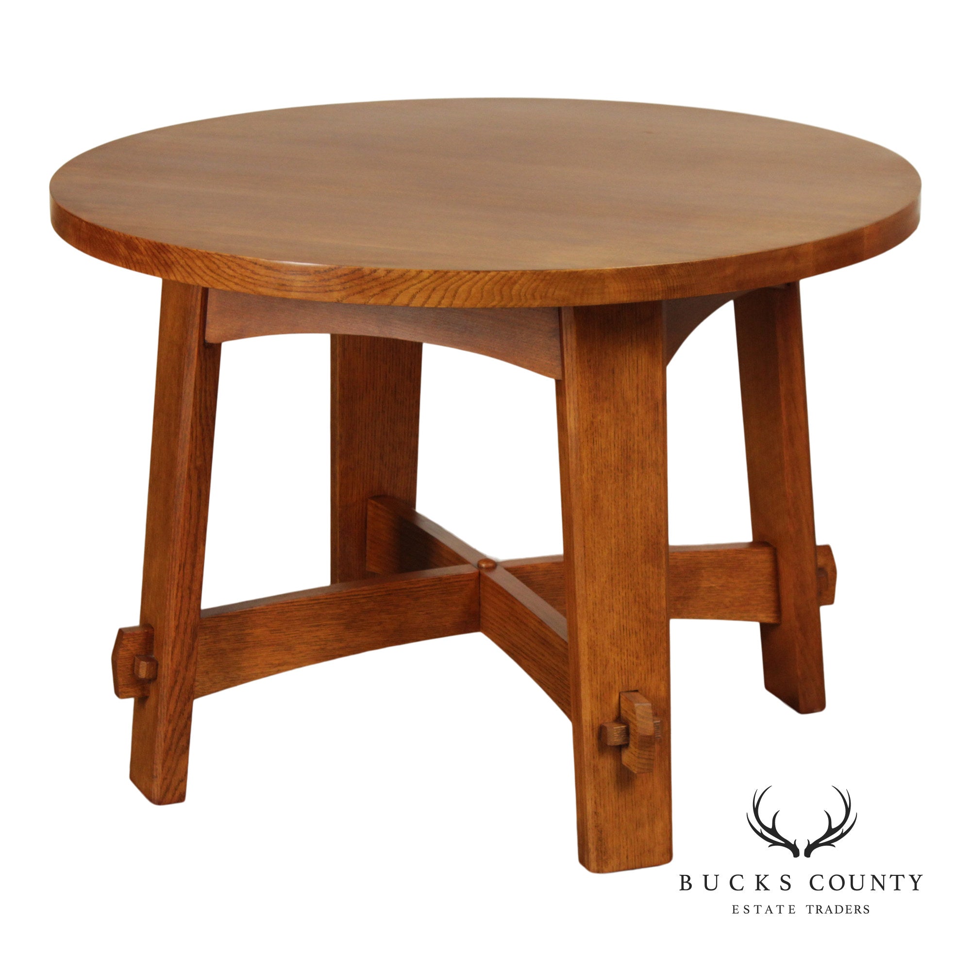 Stickley Mission Collection Round Oak Commemorative Library Table