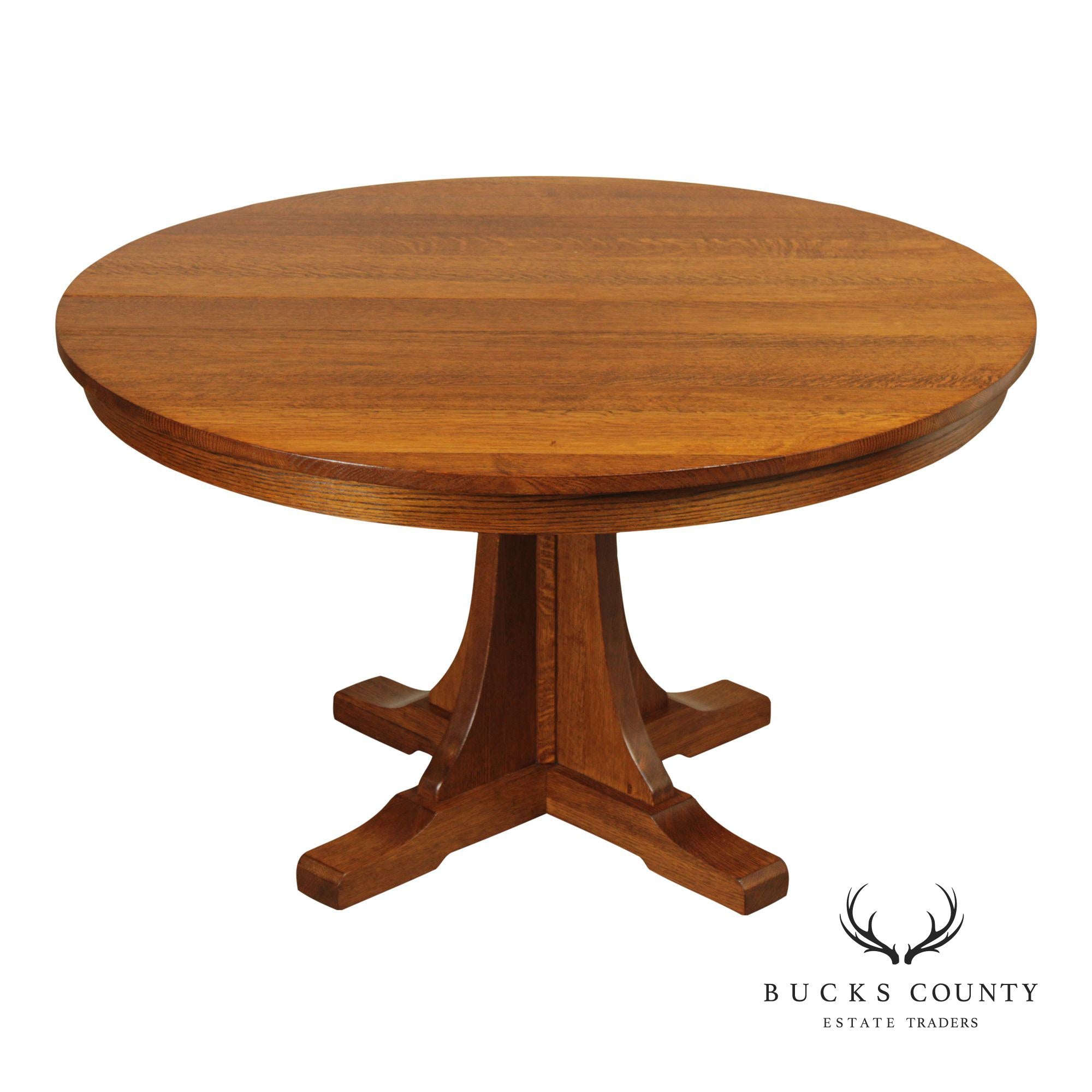 Stickley Mission Collection Round Oak Expandable Dining Table