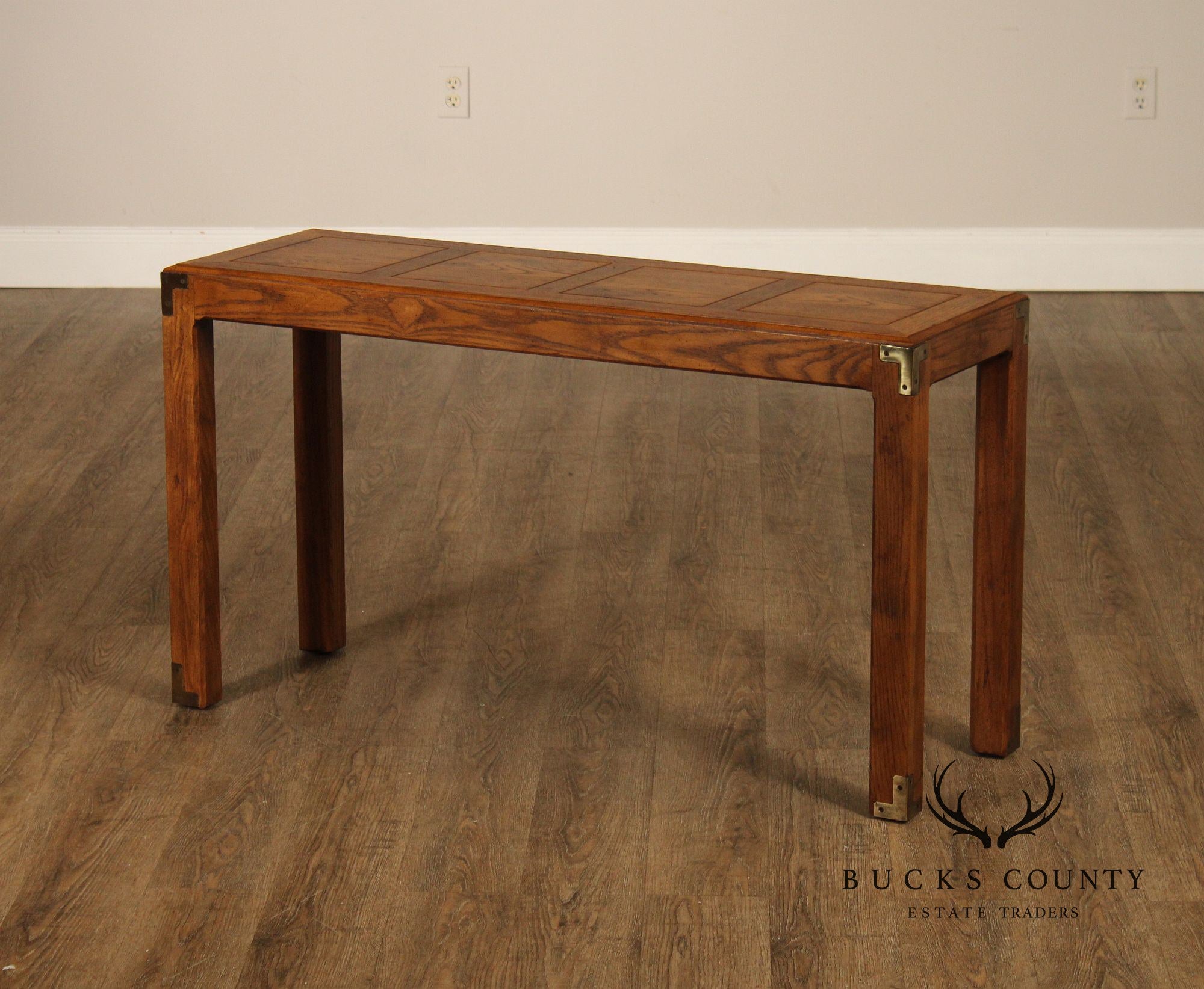 Henredon Artefacts Campaign Style Oak Console Table