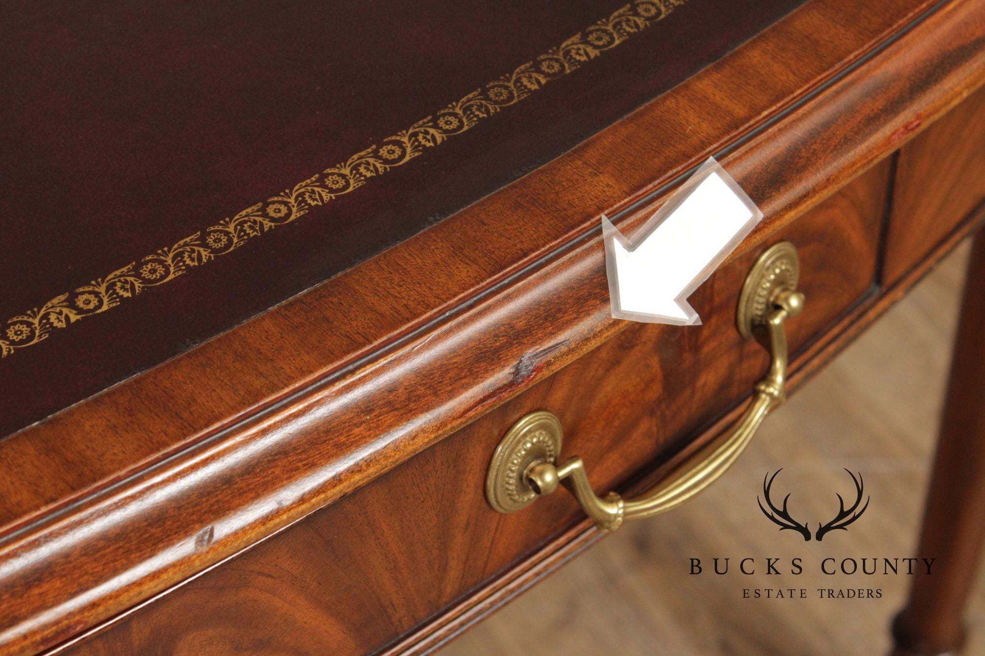 E.J. Victor Regency Style Mahogany Leather Top Oval Partners Desk Writing Table