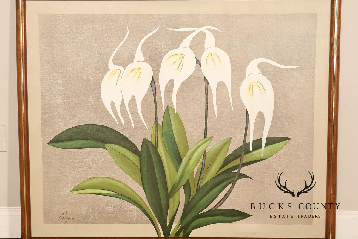 Artist Signed Floral Still-Life Painting, Orchids