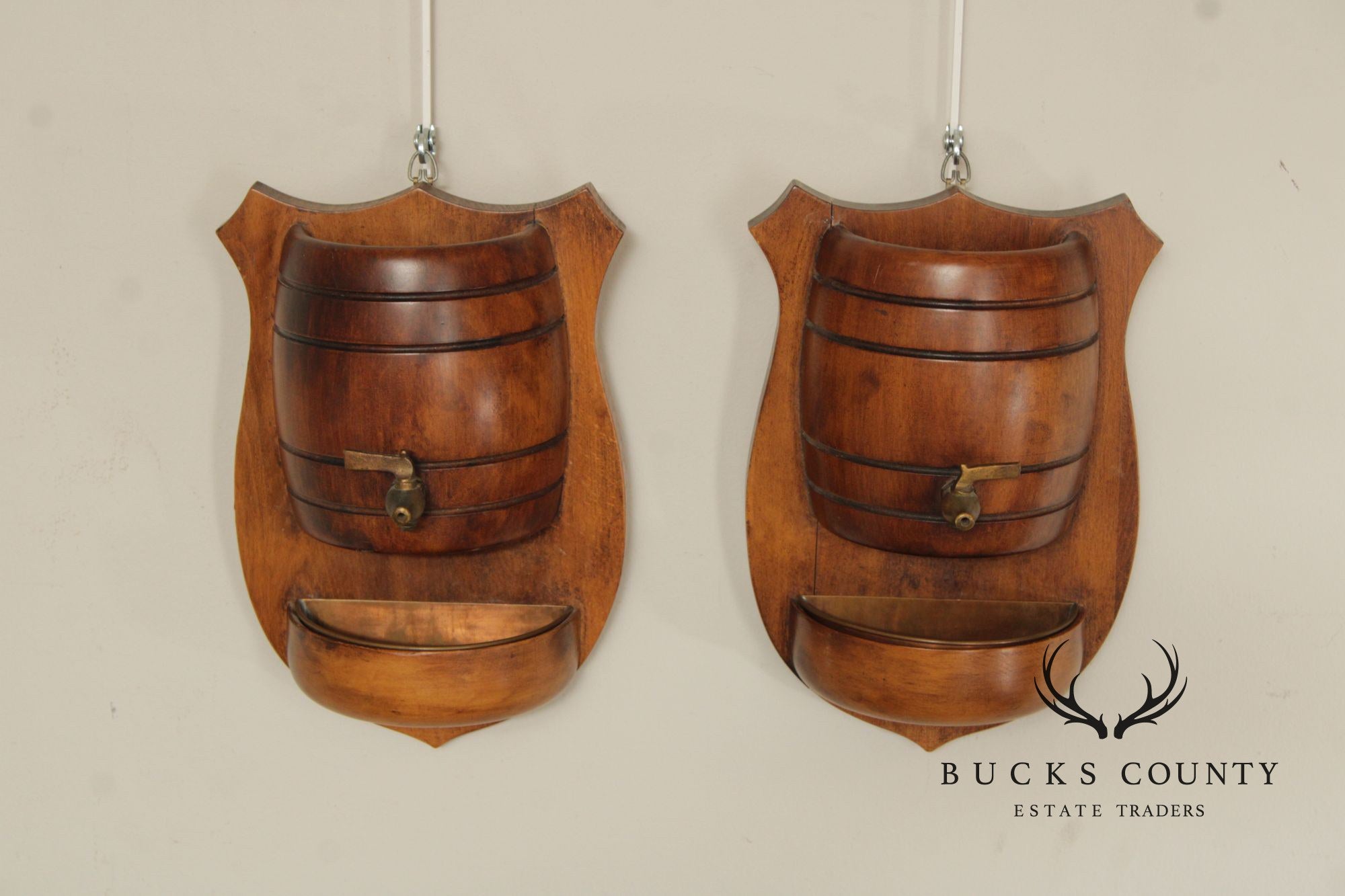 Pair Of Vintage Italian Wall Mounted Miniature Barrel Drink Sconces