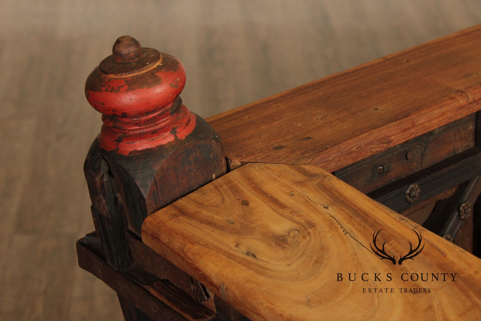 Antique Indian Teak Dowry Chest Settee