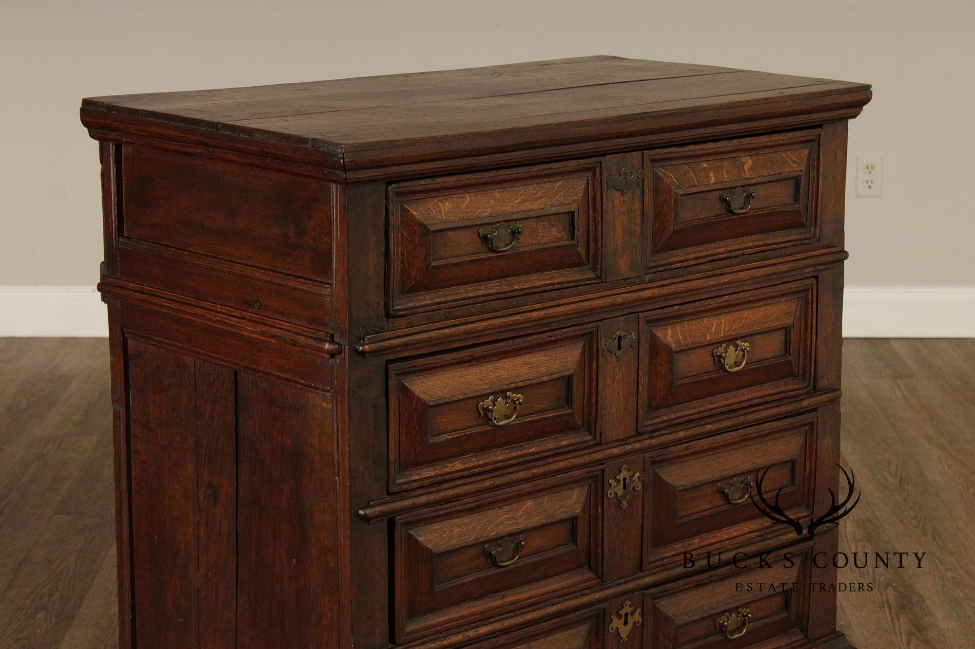 Antique English Charles II Style Oak Chest of Drawers