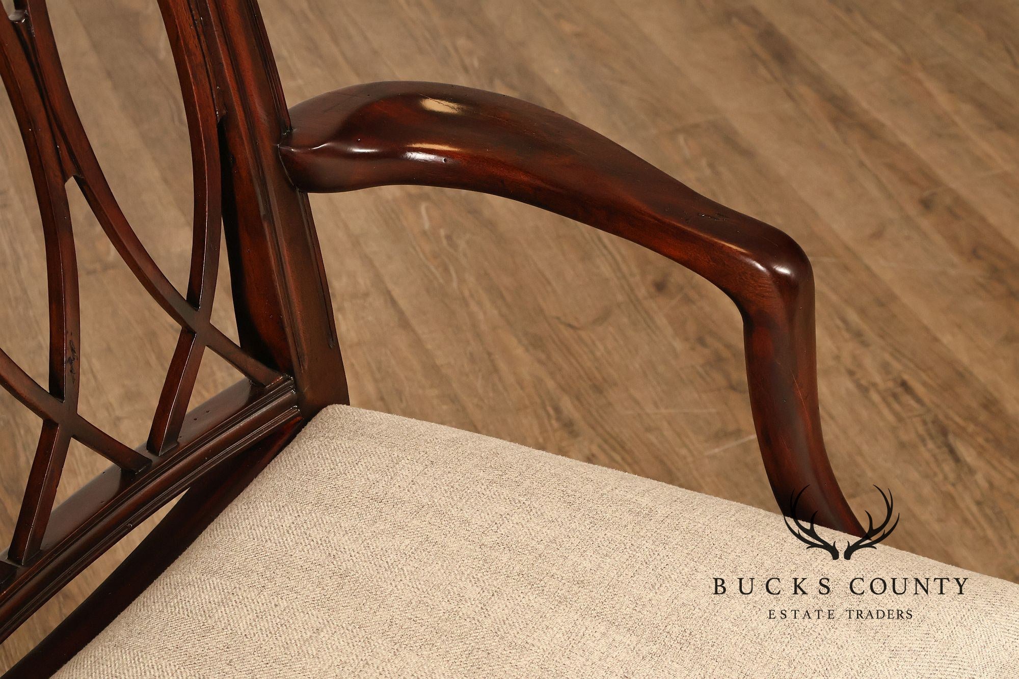 Theodore Alexander Pair Of Trellis Mahogany Dining Armchairs