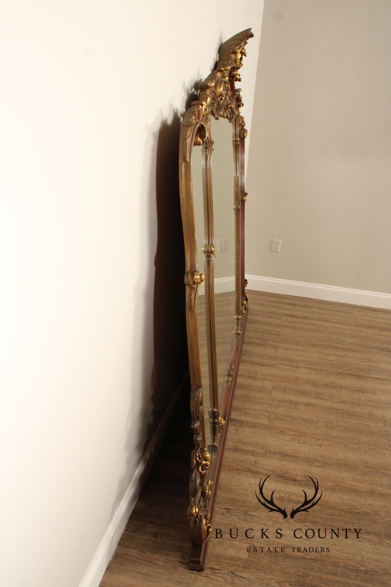 Monumental Vintage Italian Rococo Style Mantel or Fireplace Mirror