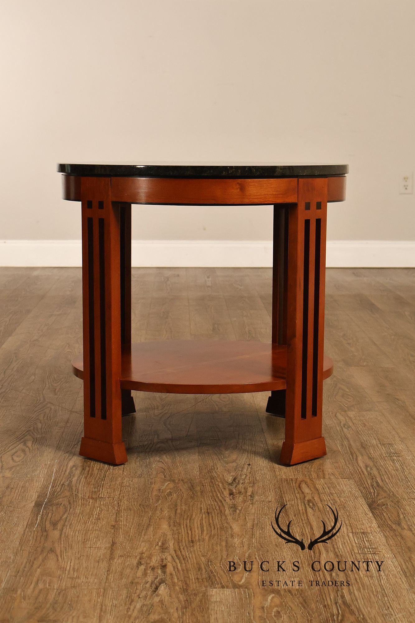 Stickley 21st Century Collection Round Cherry Granite Top Lamp Table