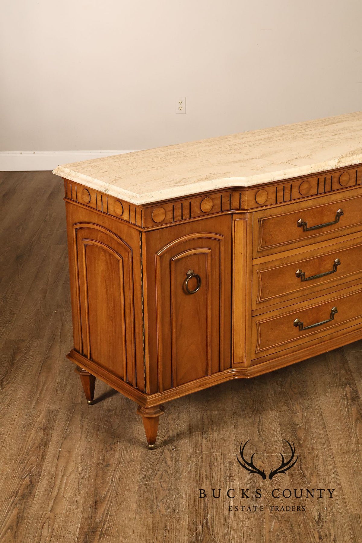 Italian Neoclassical Style Travertine Top Chest of Drawers