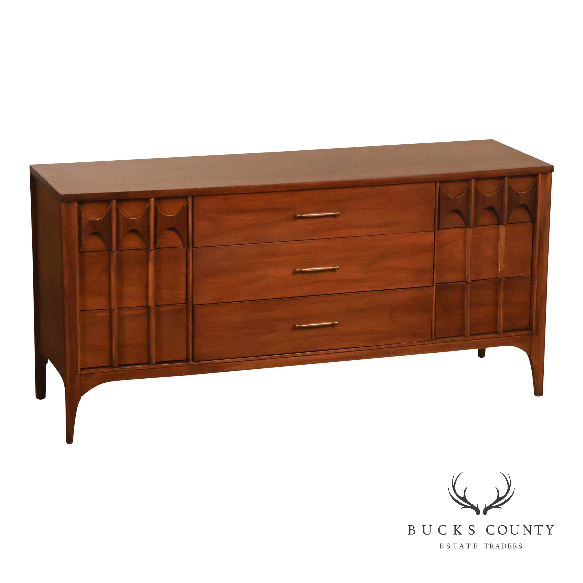 Kent Coffey Perspecta Mid Century Modern Walnut 9 Drawer Dresser