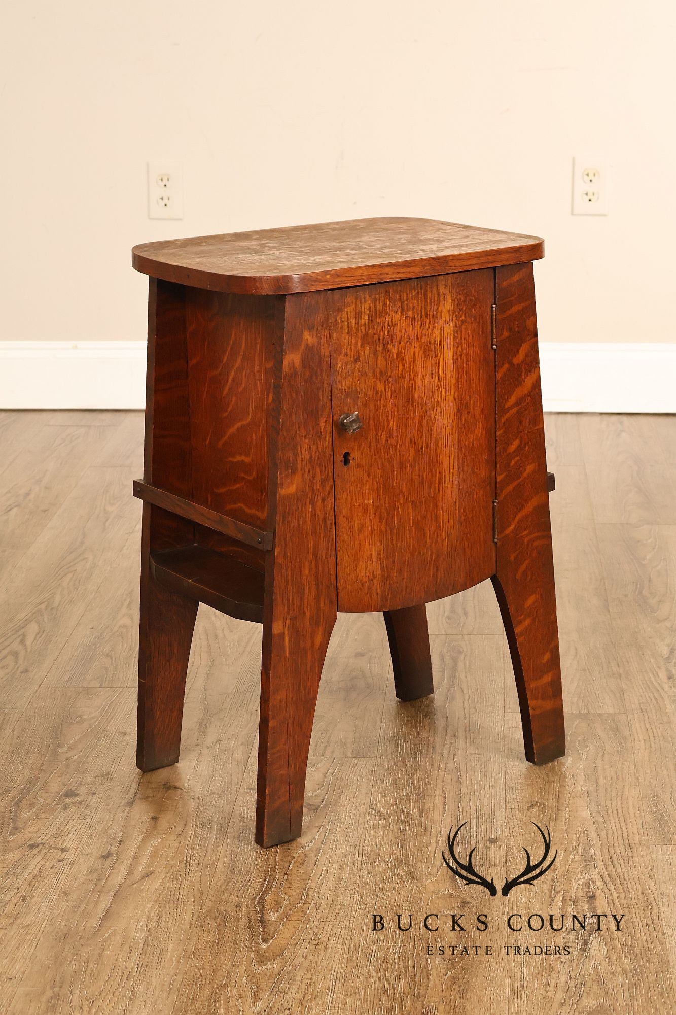 Antique Mission Oak Smoke Stand Bedside Cabinet