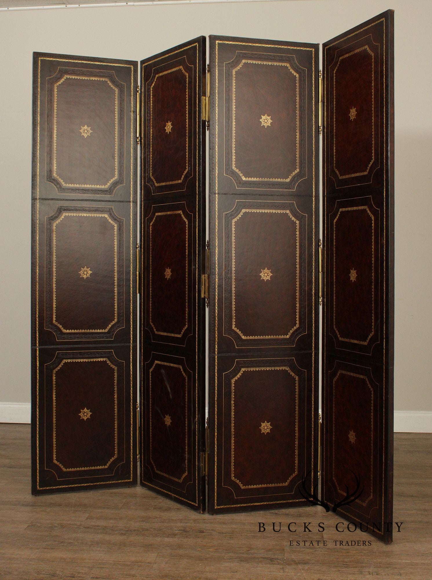 Maitland Smith Four-Panel Leather Folding Screen