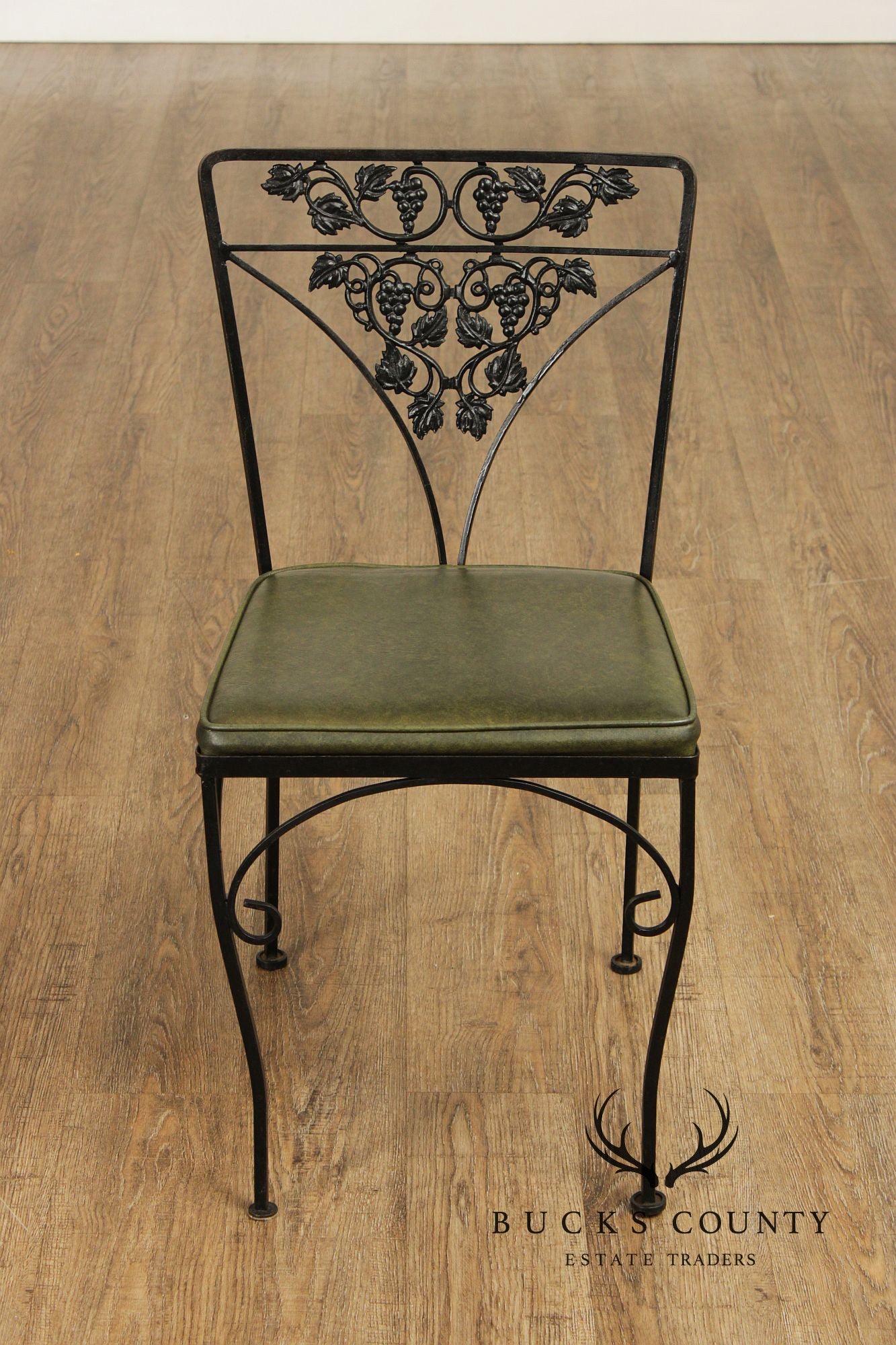 Woodard Set of Four Iron Grapevine Dining Chairs