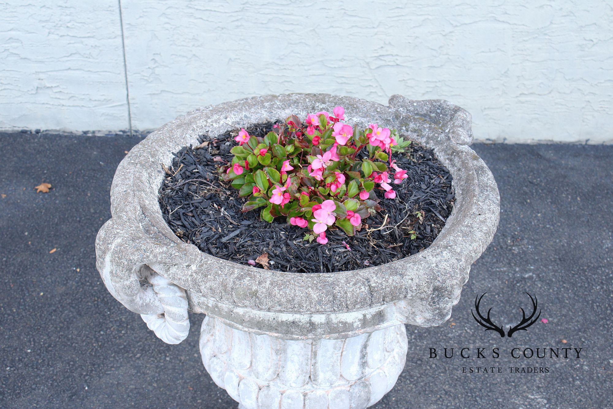 Classical Style Pair of Cast Stone Garden Urns