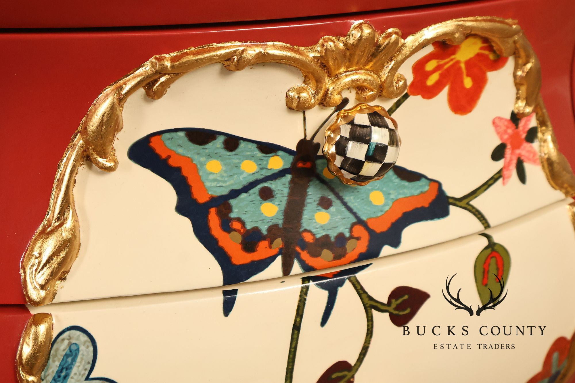 Mackenzie-Childs Butterfly Conservatory Bombe Accent Chest