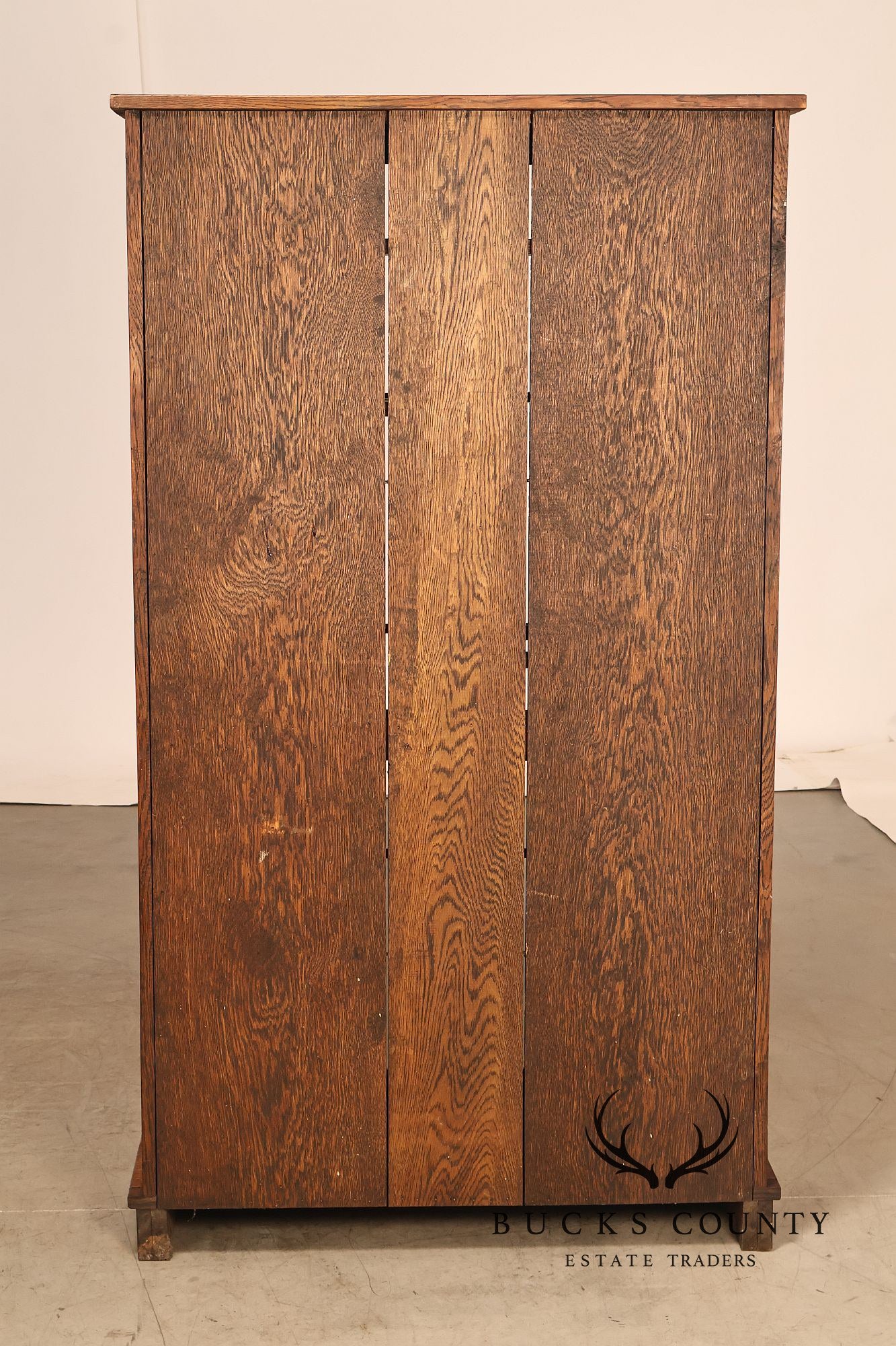 Antique Arts And Crafts Oak Two-Door Gun Cabinet