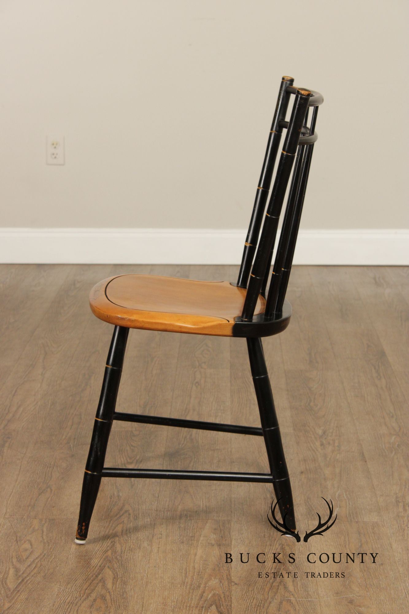 L. Hitchcock Set of Four Ebonized Birdcage Chairs