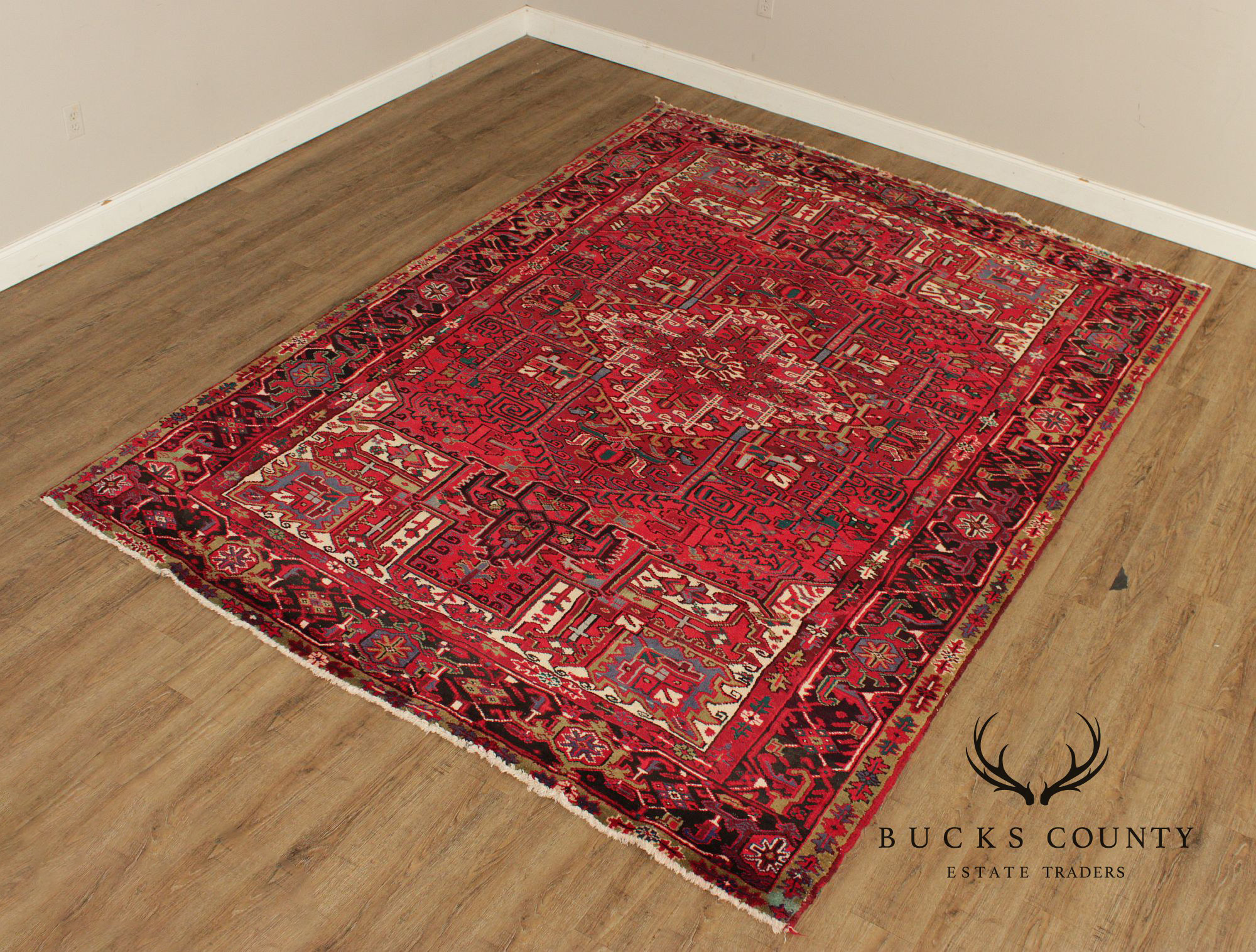 Vintage Persian Heriz Area Rug 7' 9" x 11' 1"