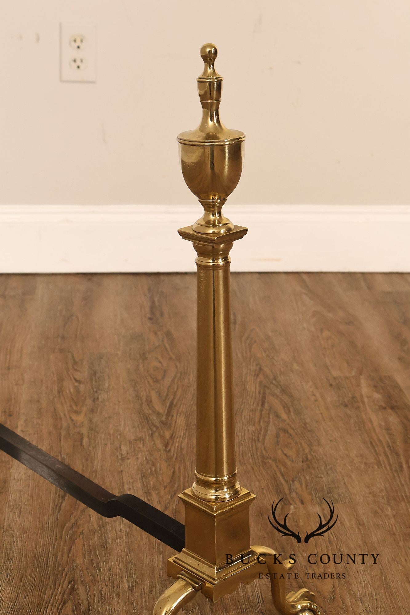 Federal Style Pair Of Brass Andirons