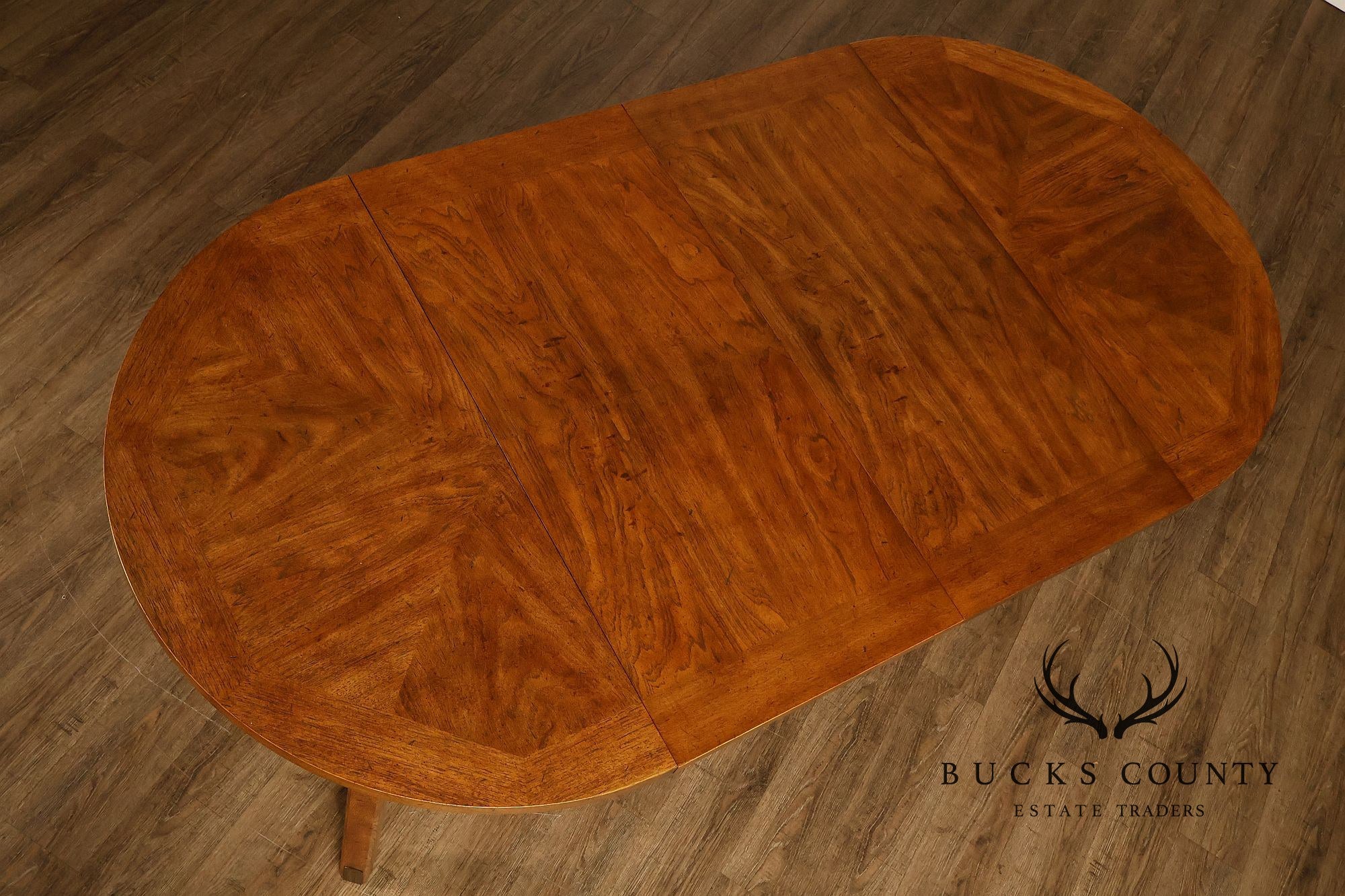 Drexel 'Woodbriar' Campaign Style Round Expandable Dining Table