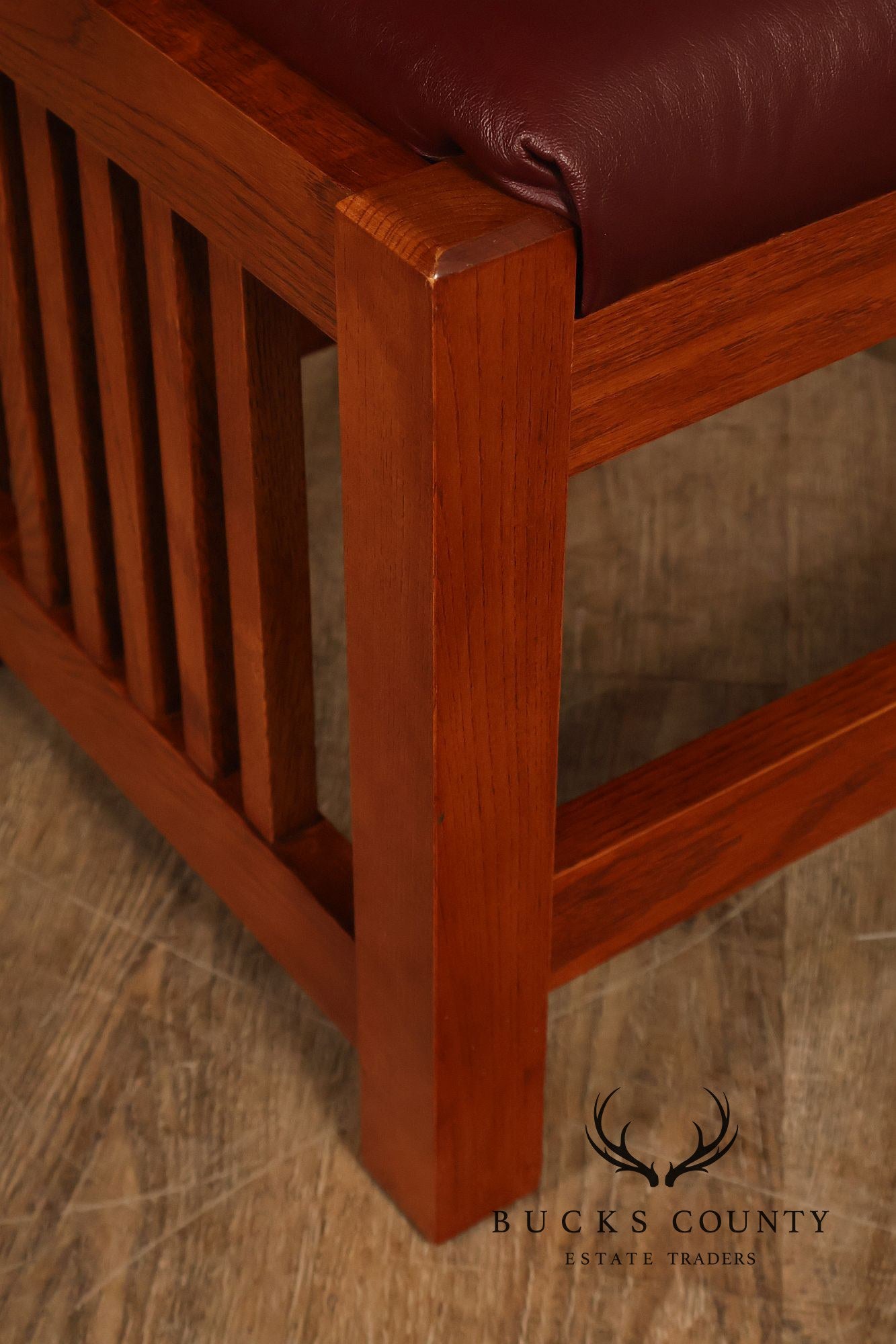 Bassett Furniture Mission Style Oak and Leather Foot Stool
