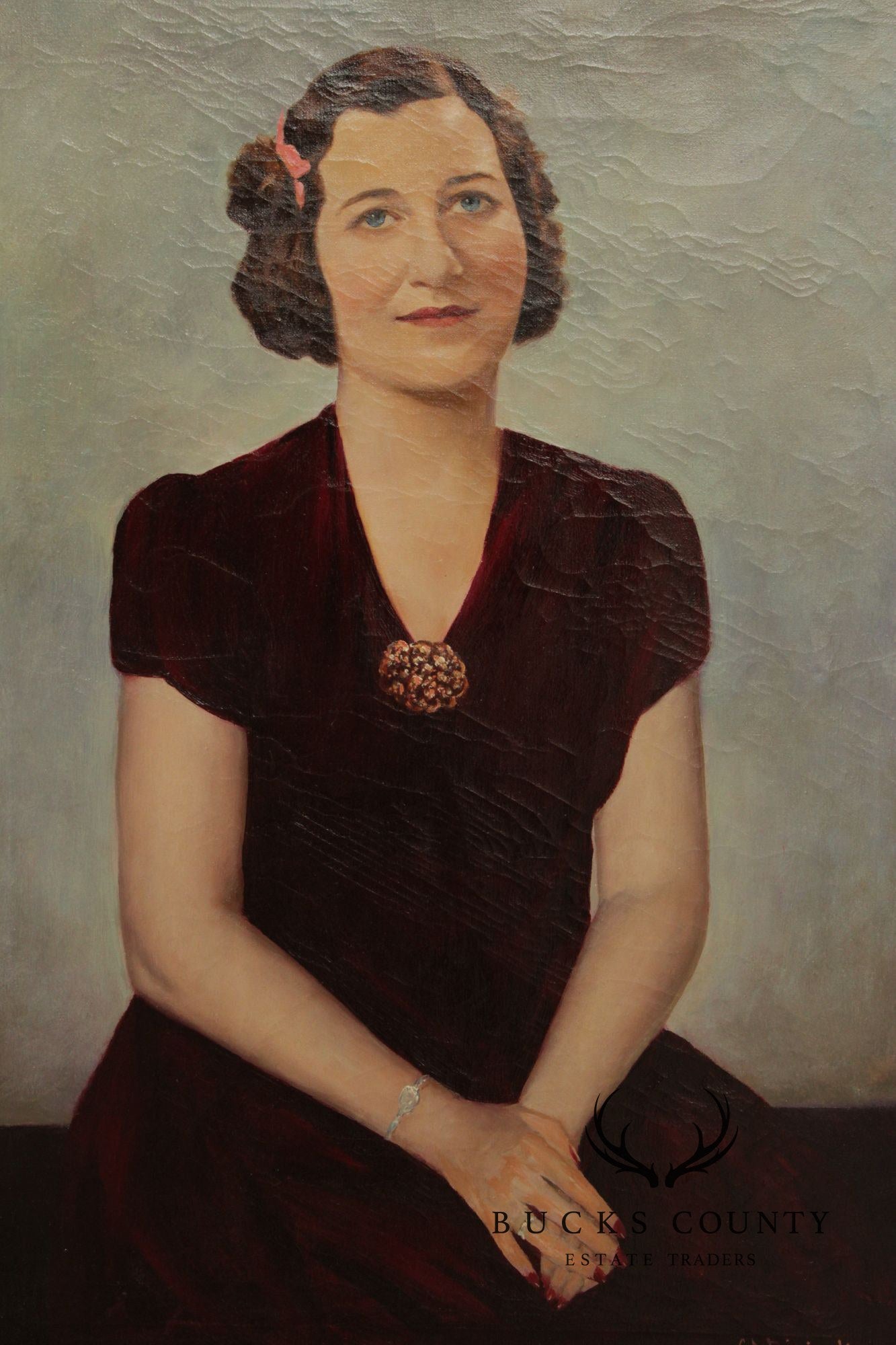 Cesare A. Ricciardi Framed Oil Portrait, Society Woman