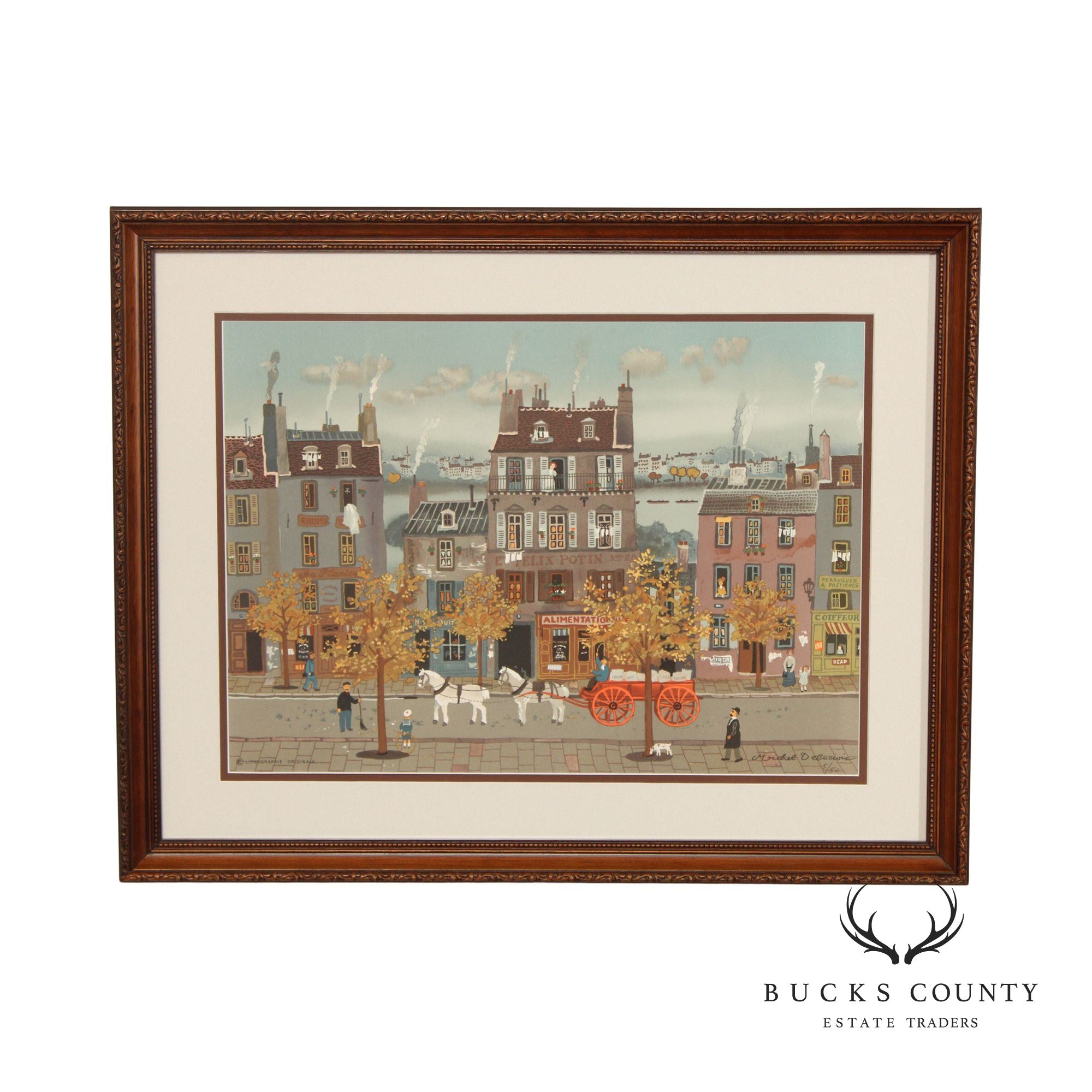 Michel Delacroix 'Marchand de Farine' Framed Numbered Lithograph