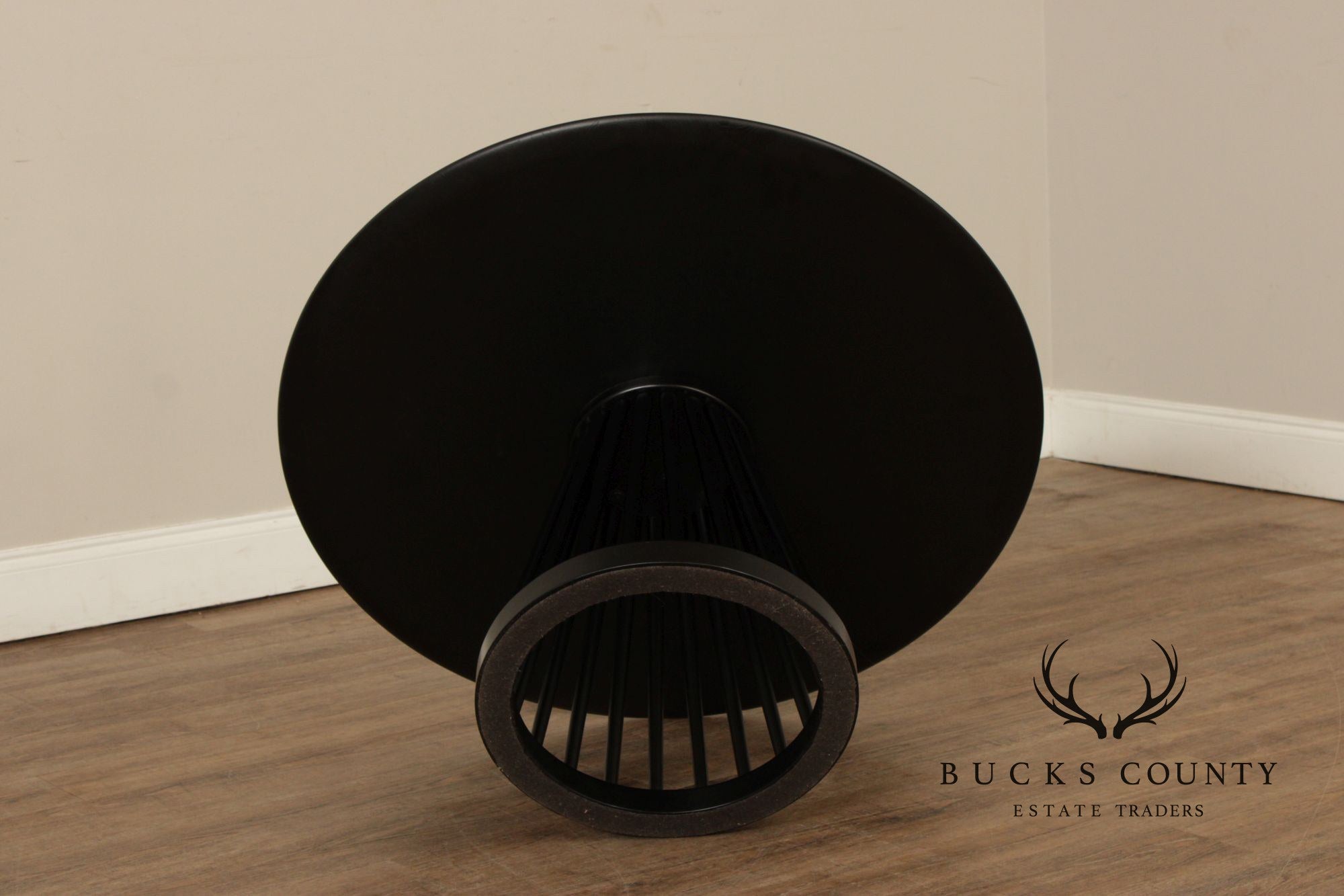 Tom Dixon Modern 'Fan' Oak Round Black Coffee Table