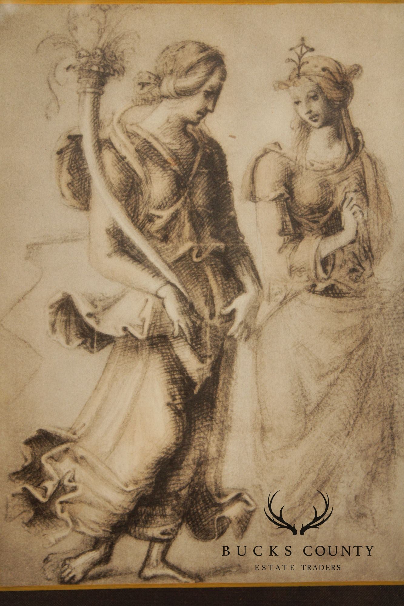 Classical Style Framed Print, Pair of Allegorical Figures