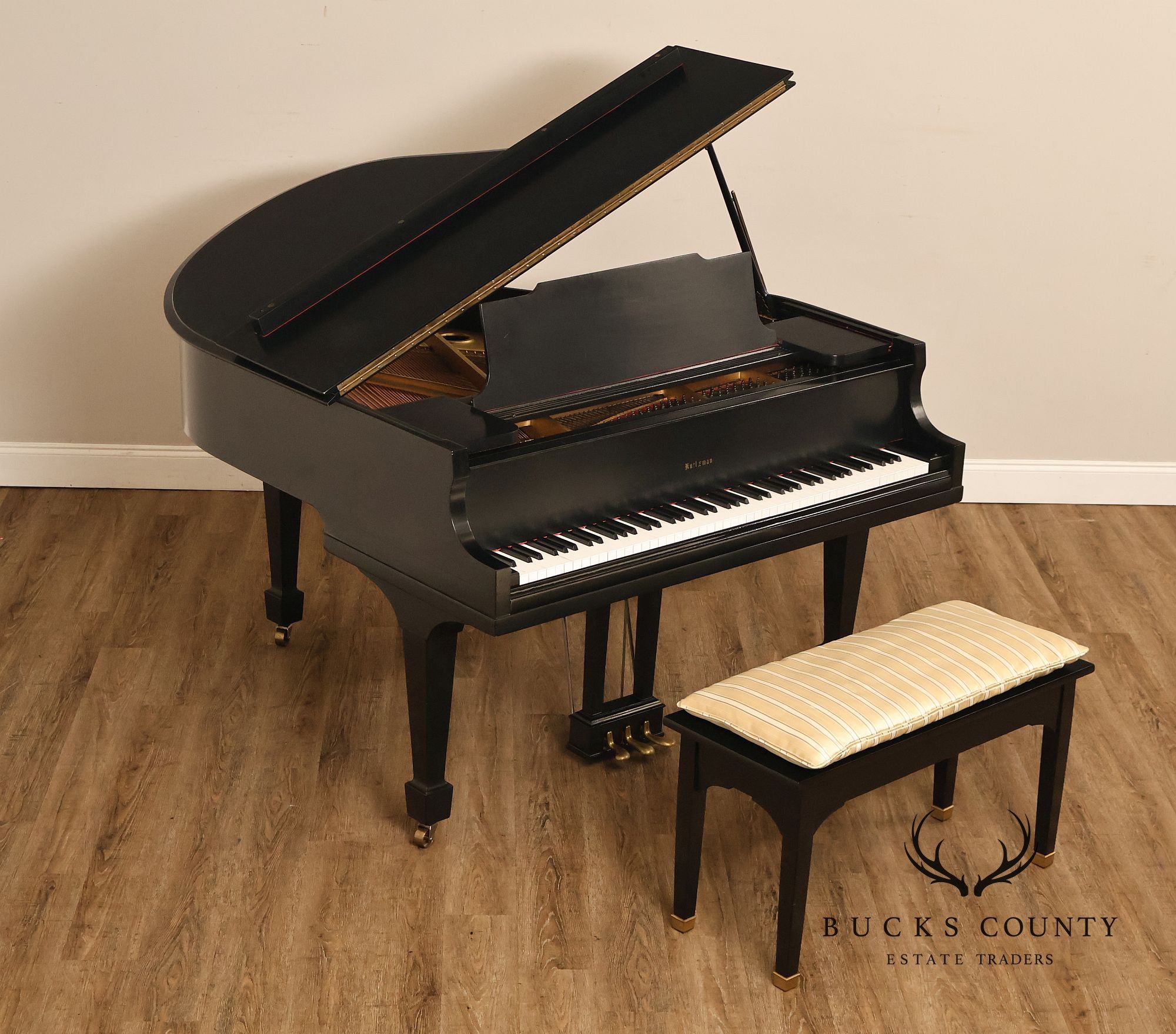 Kurtzman Ebonized Grand Piano And Duet Bench