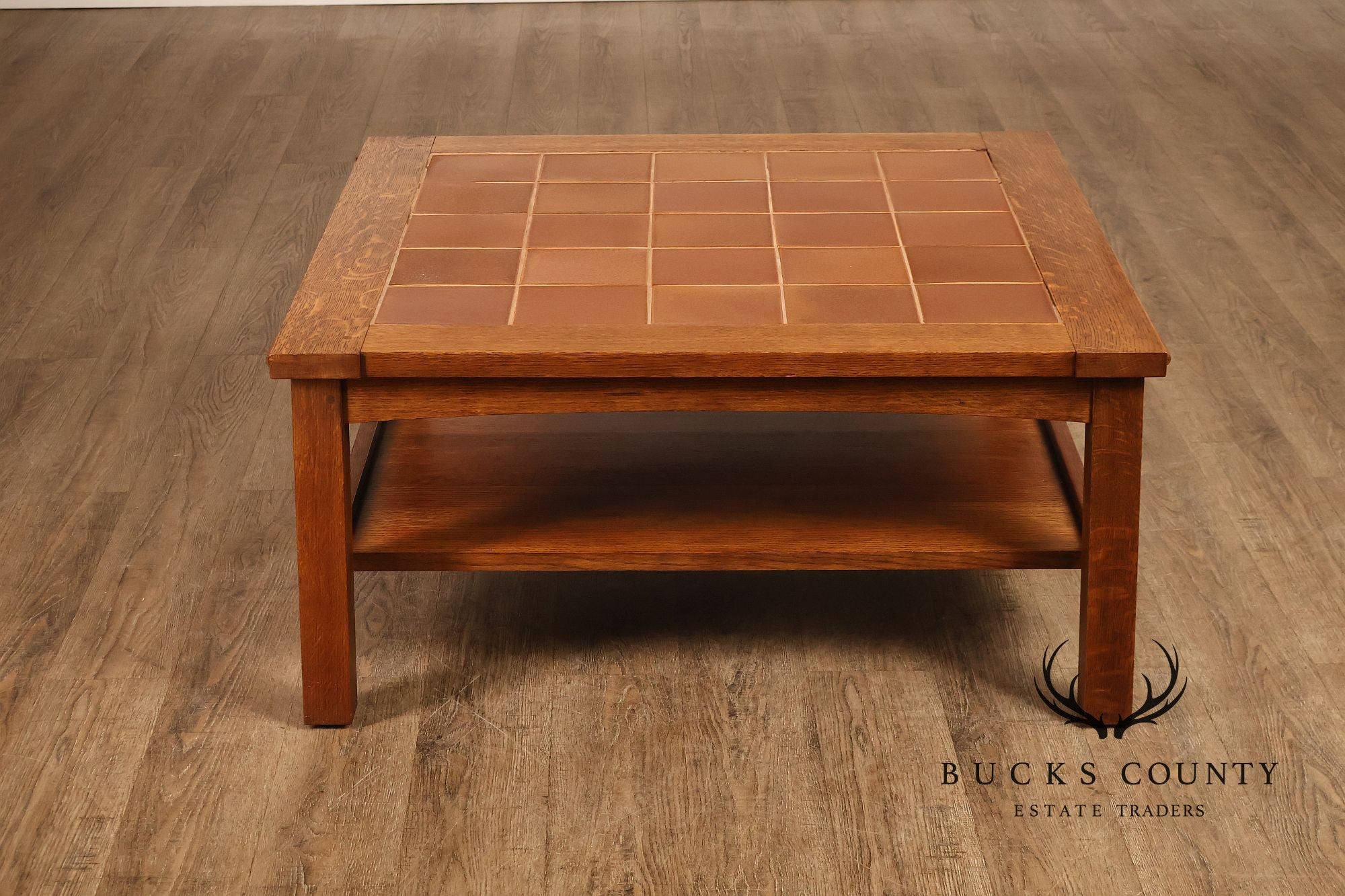 Stickley Mission Collection Oak Tile Top Coffee Table