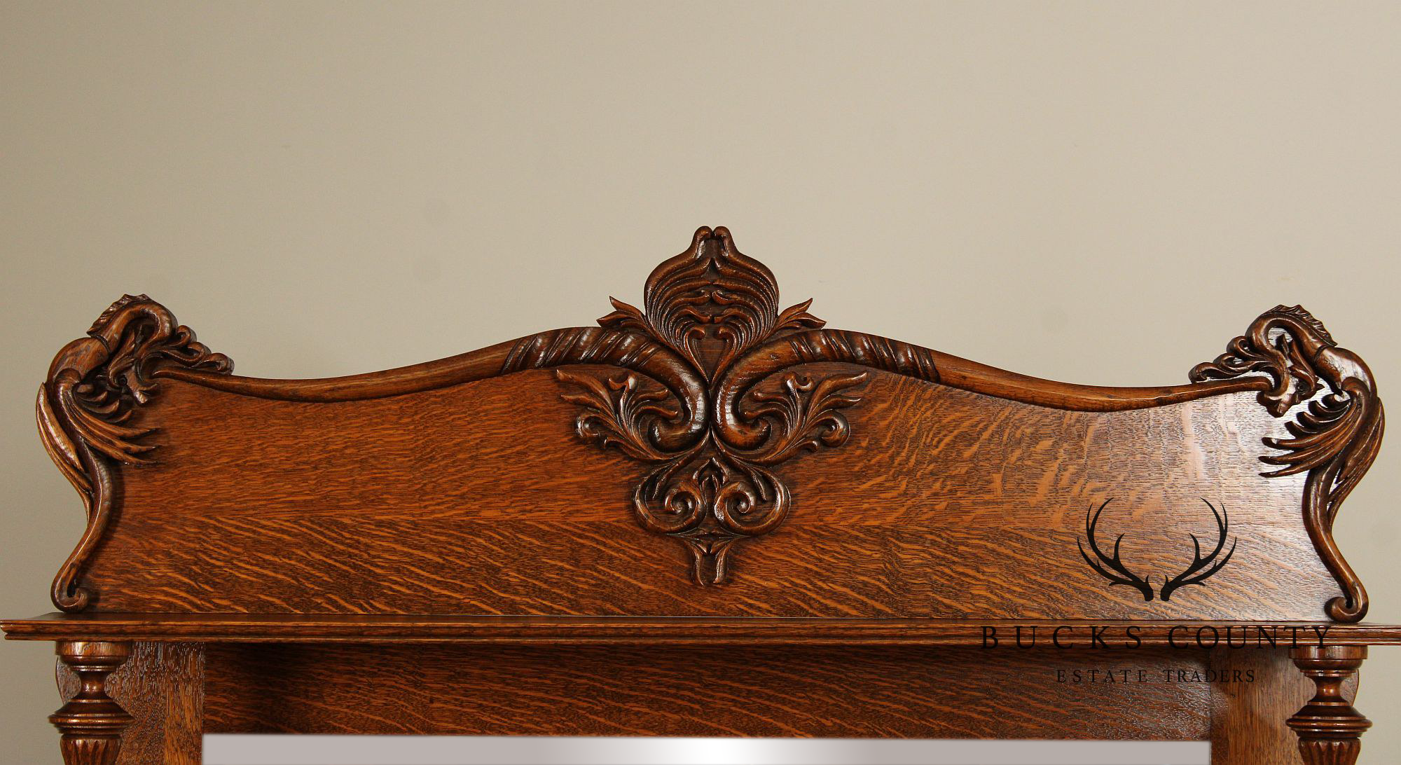 Antique Victorian Renaissance Revival Mirrored Oak Sideboard