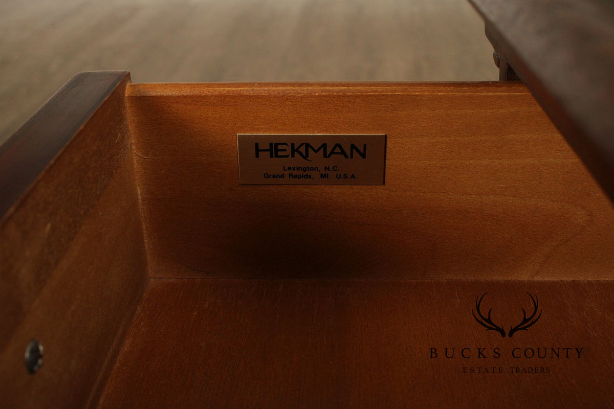 Hekman Georgian Style Leather Top Burlwood Side Table