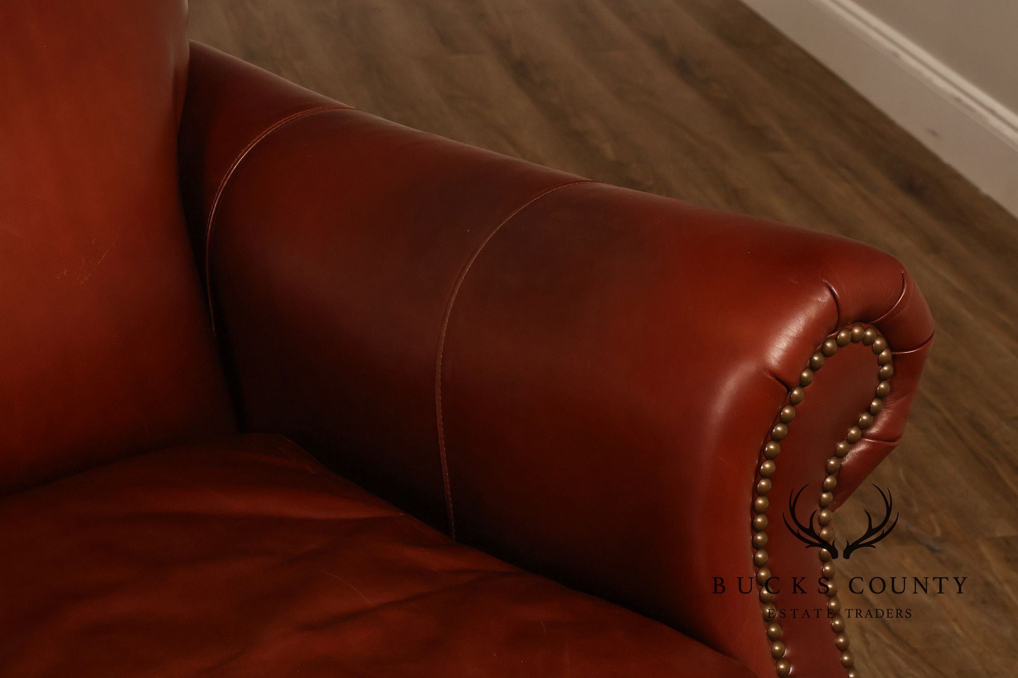 Bradington-Young Traditional Style Leather Three Cushion Sofa