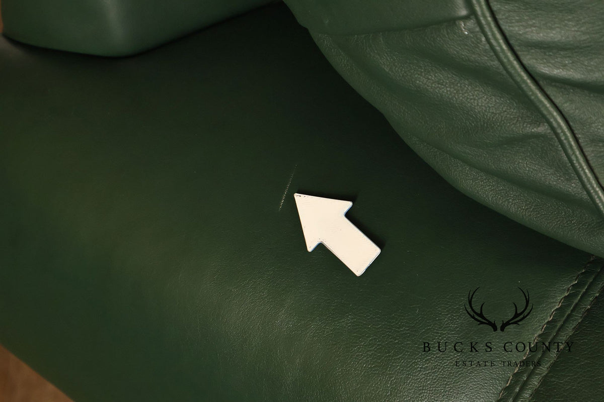 Green Leather Sleeper Sofa with Nailhead Trim