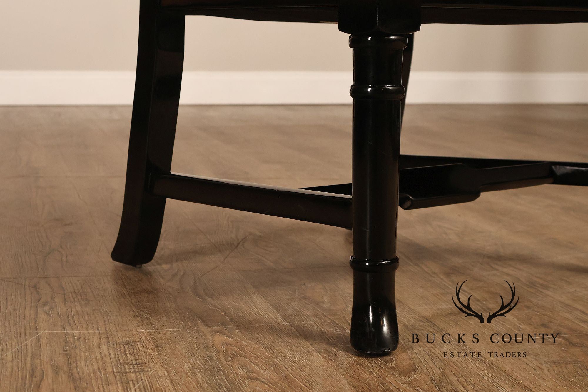 12 Custom Black Lacquered Asian Inspired Dining Chairs