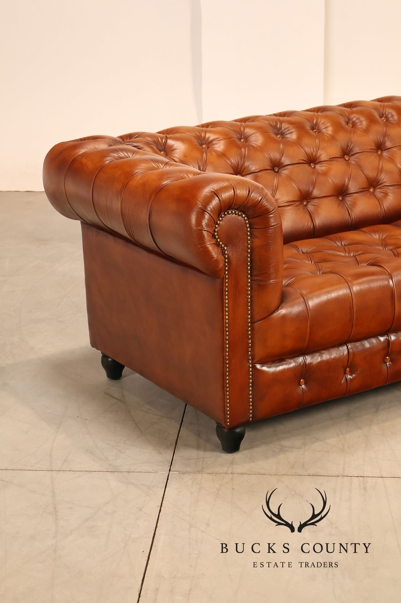 Chesterfield Style Brown Leather Sofa
