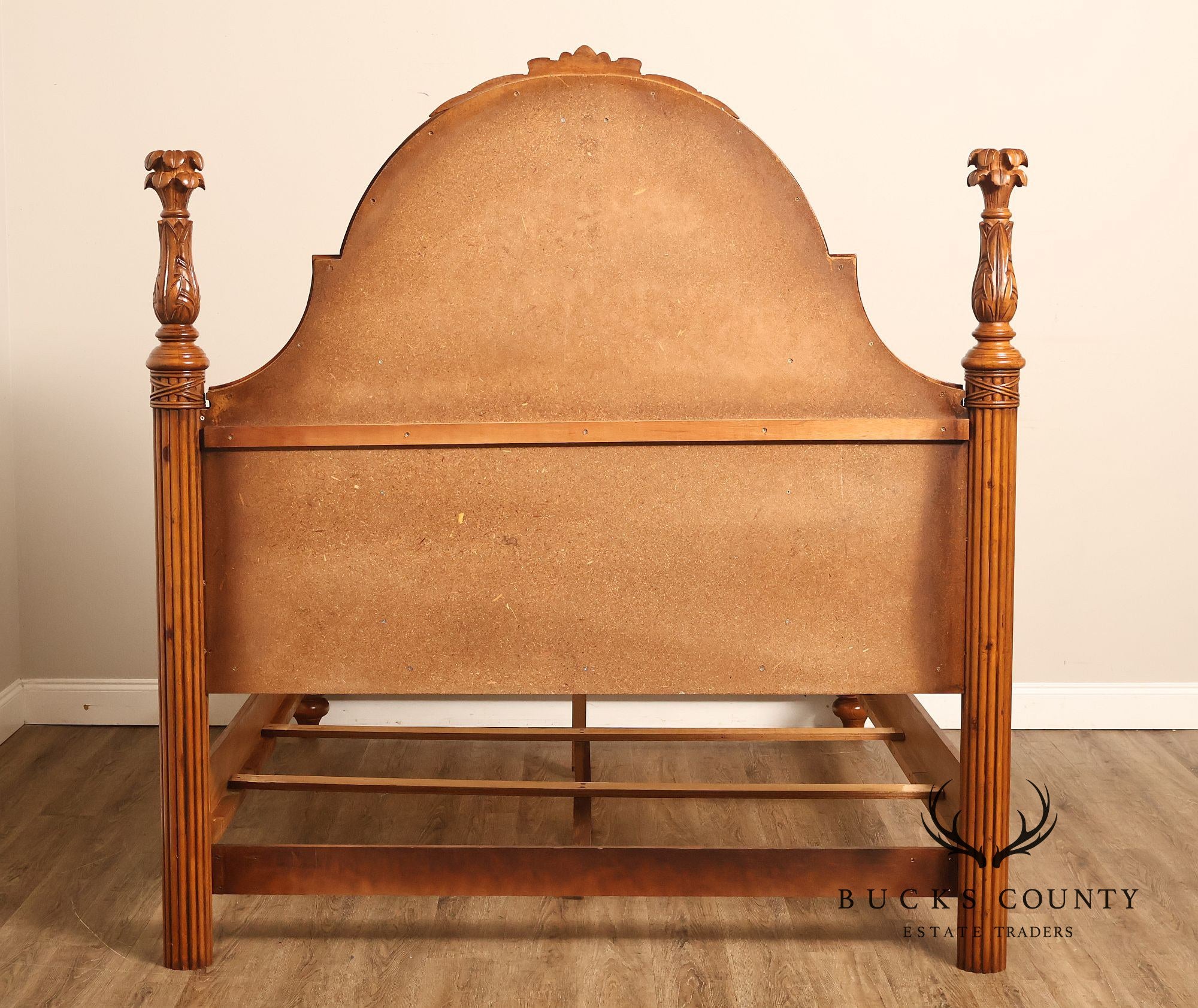 Tropical British Colonial Style Carved Wood Queen Poster Bed