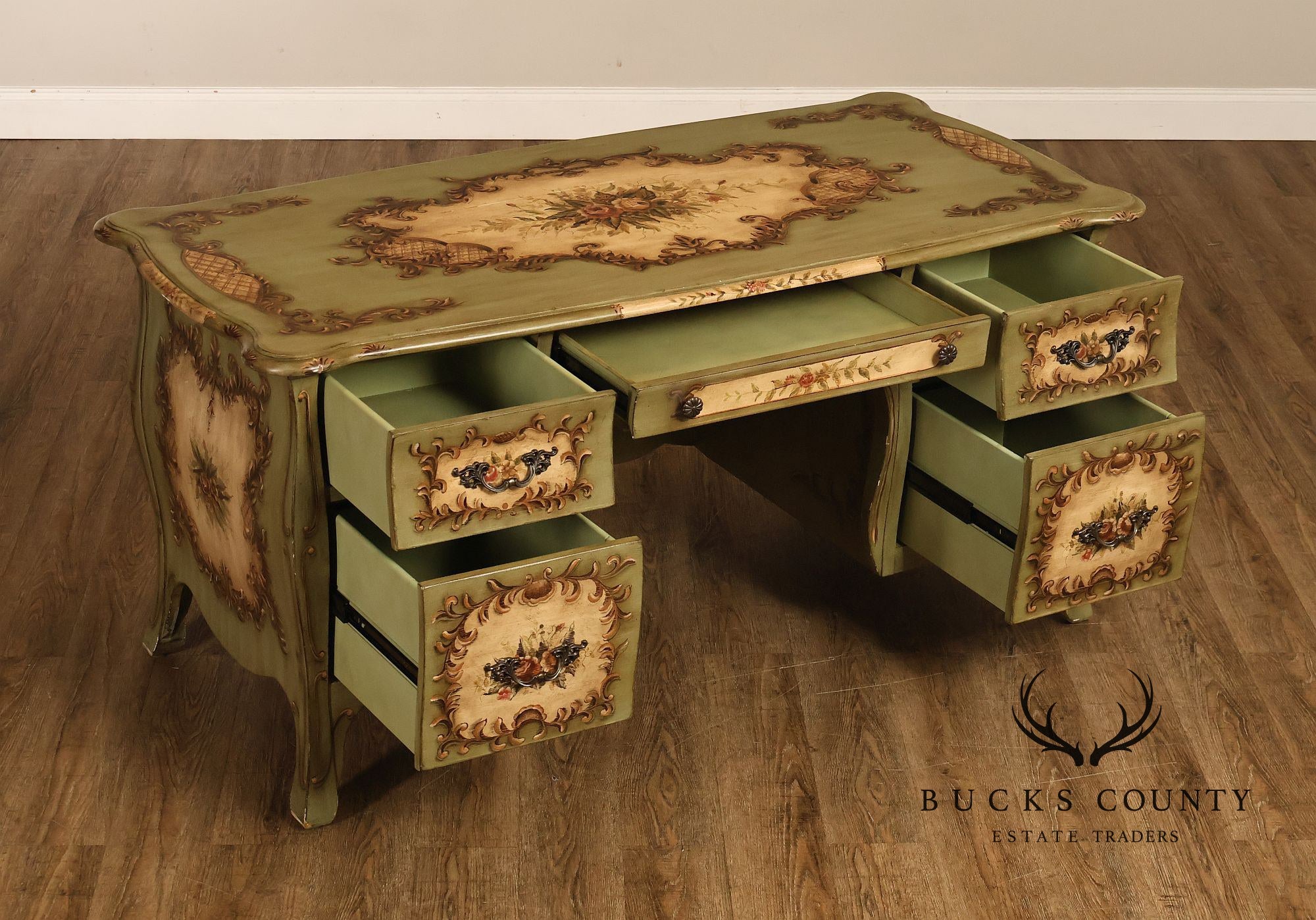 Lane Italian Rococo Style Painted Writing Desk