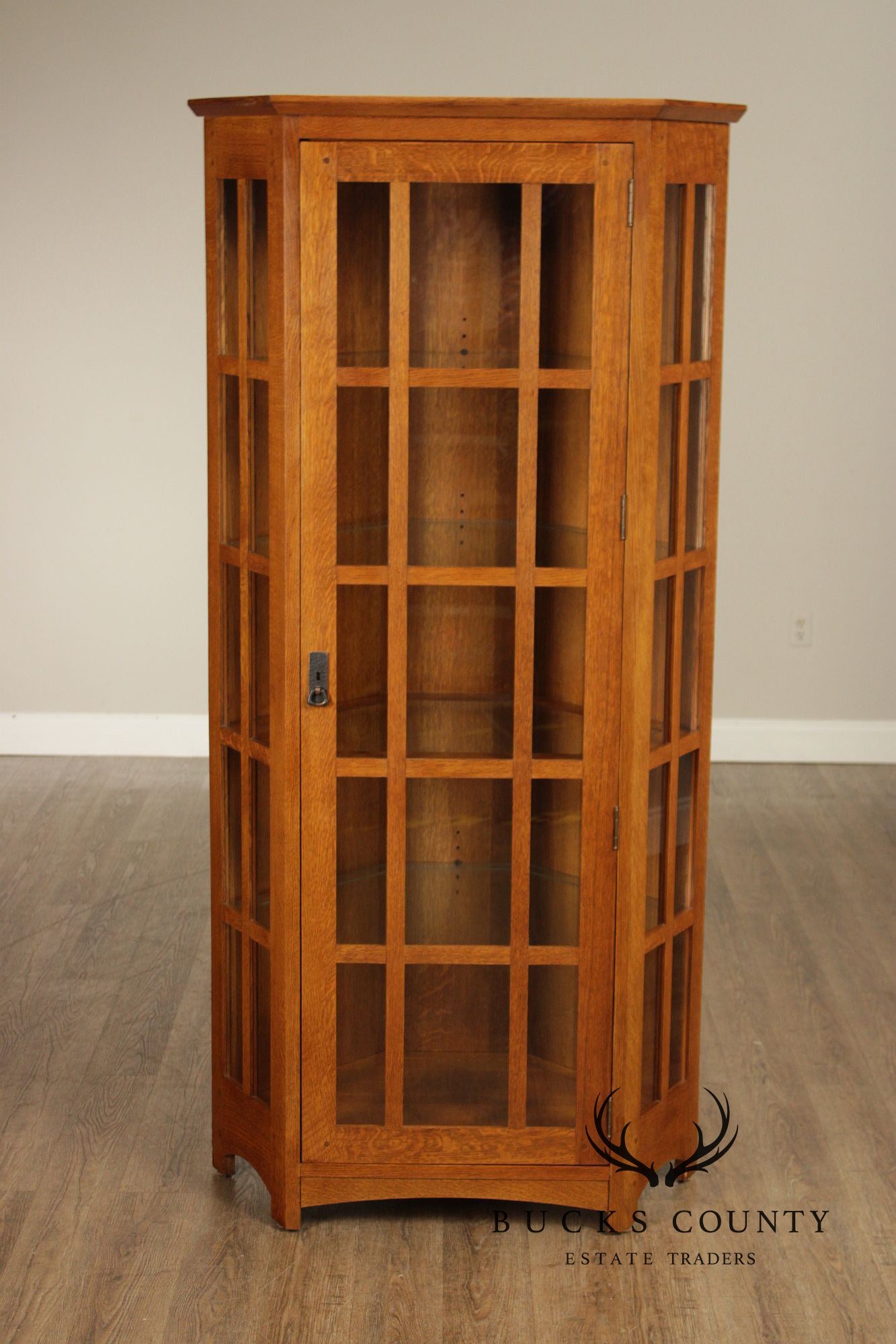 Stickley Mission Collection Oak Corner Curio Cabinet