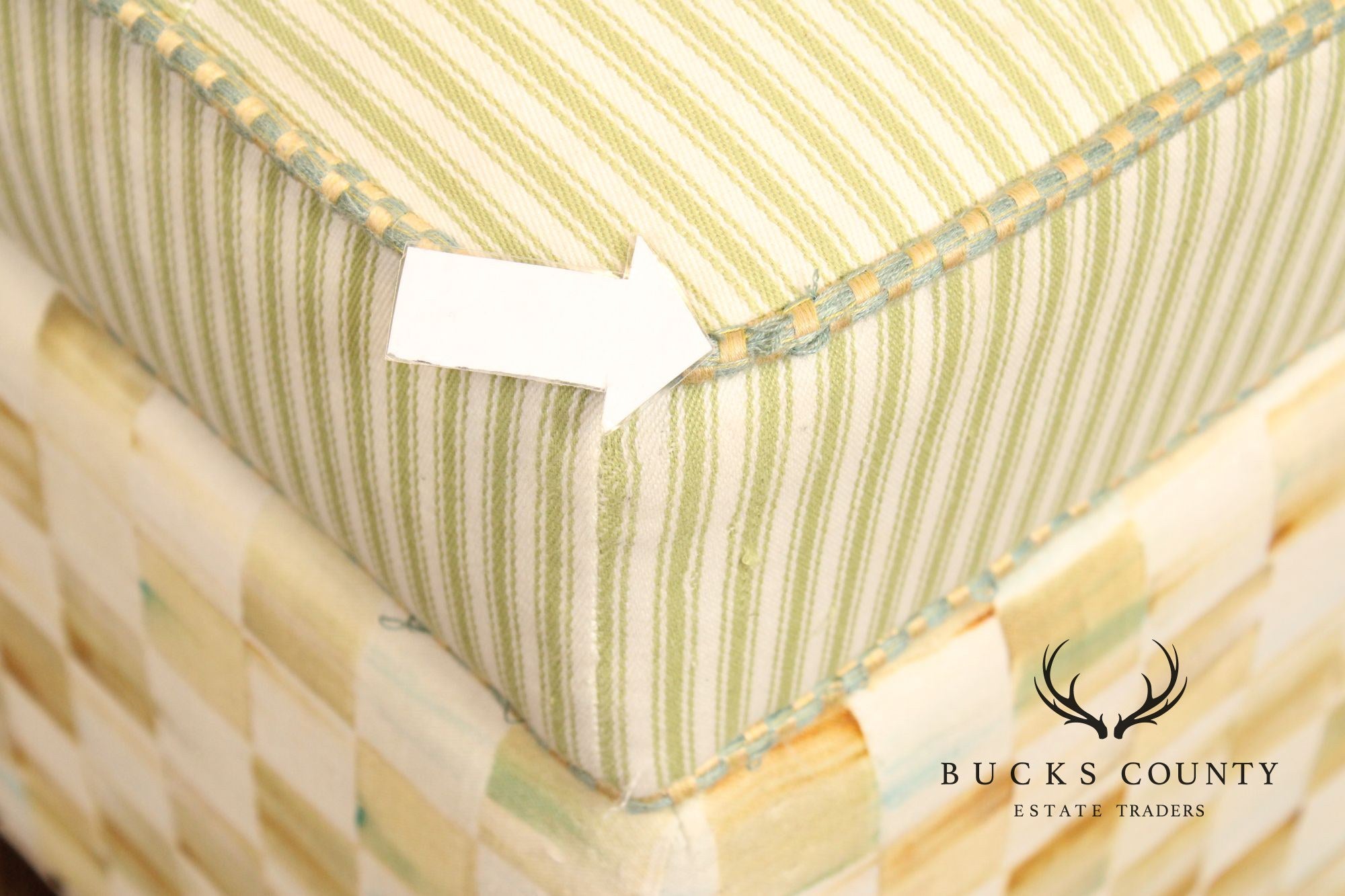 Mackenzie Childs Upholstered Storage Ottoman