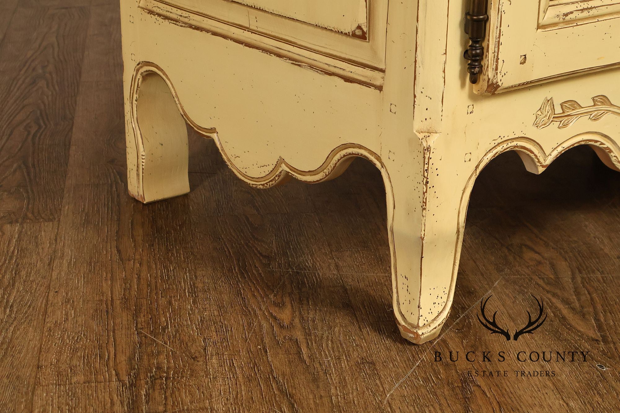 French Country Style Distress Painted China Cabinet