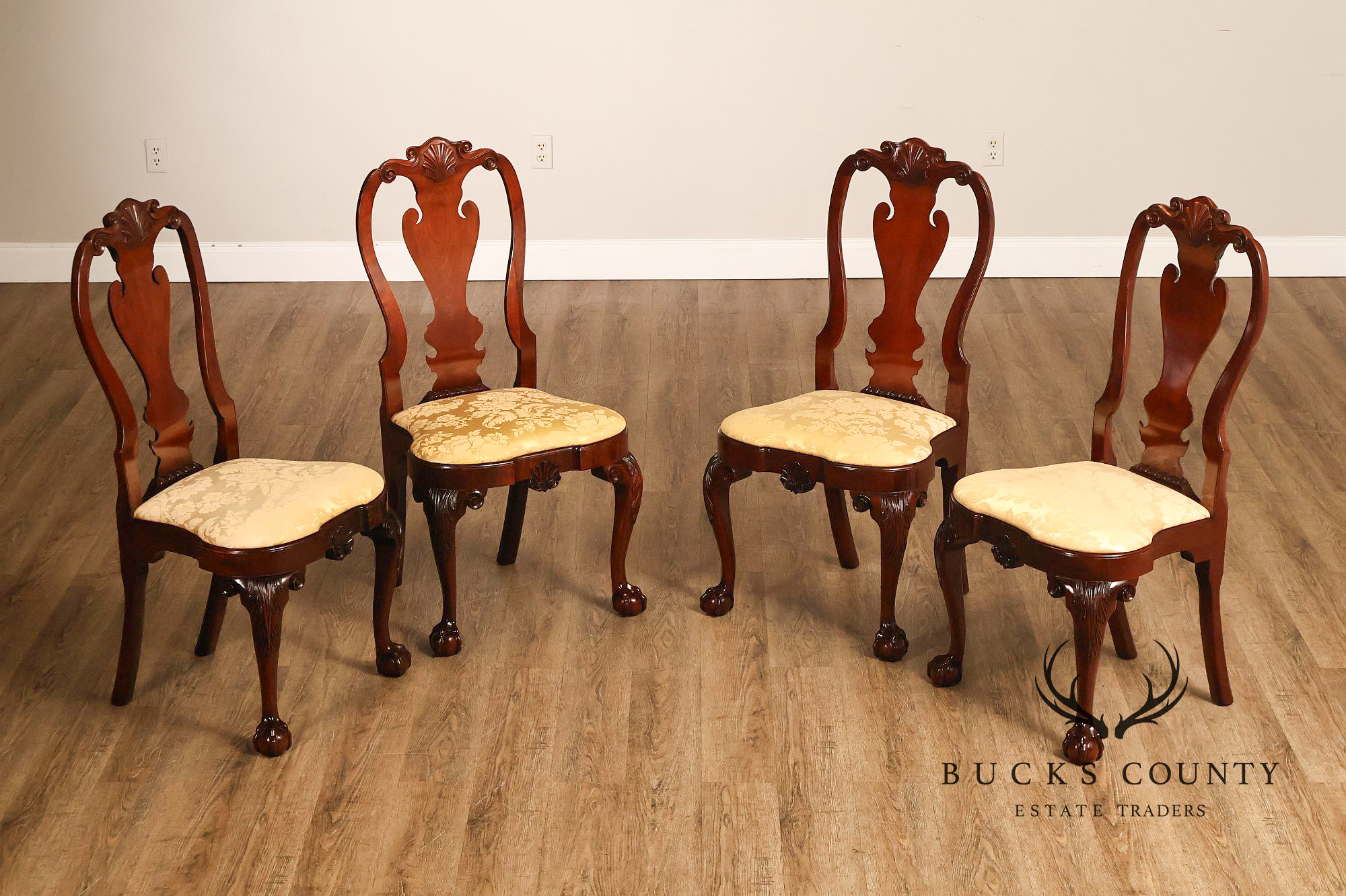 Kindel Winterthur Collection Set of Four Carved Dining Chairs