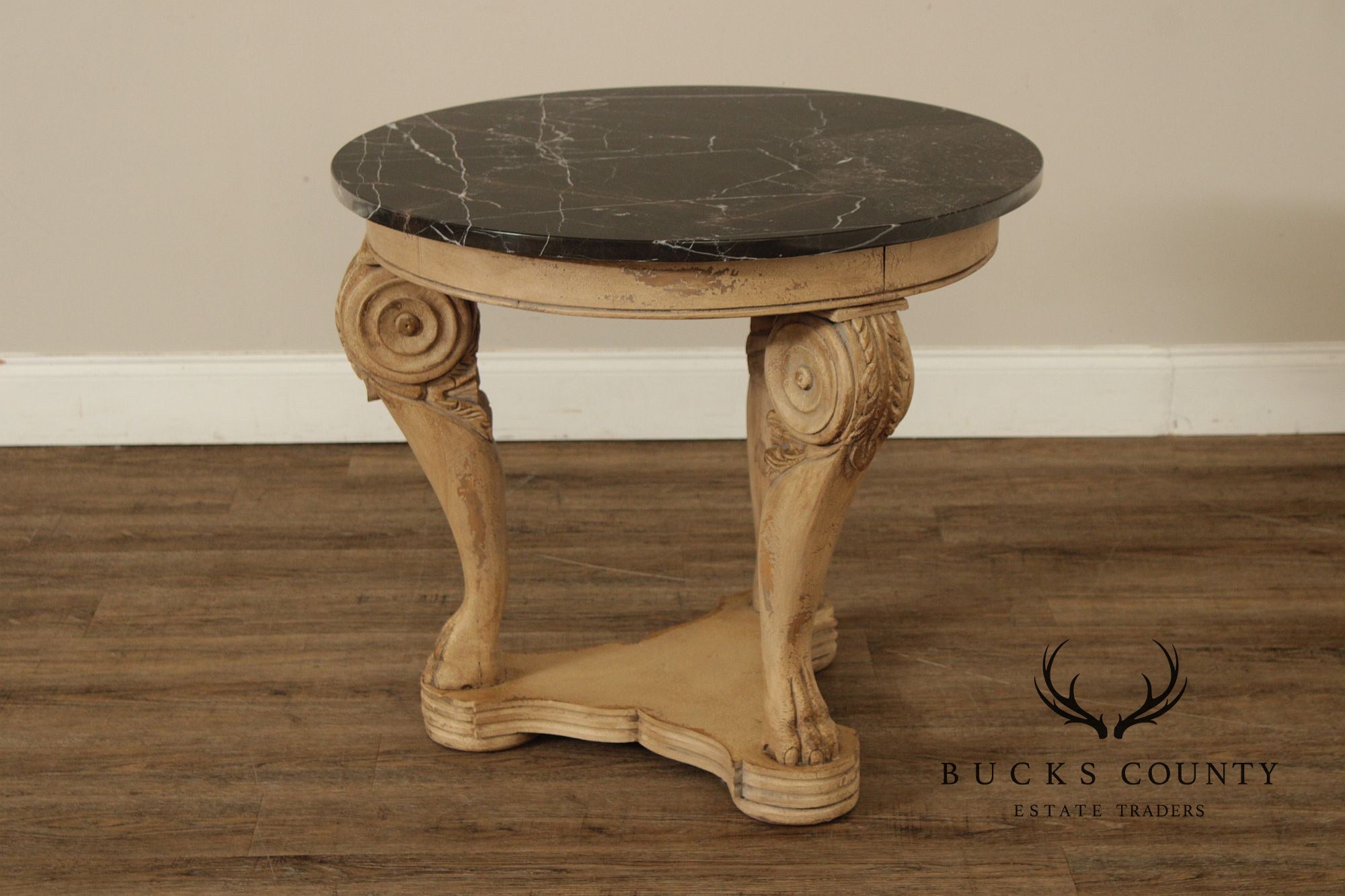 Italian Neoclassical Style Round Marble Top Side Table