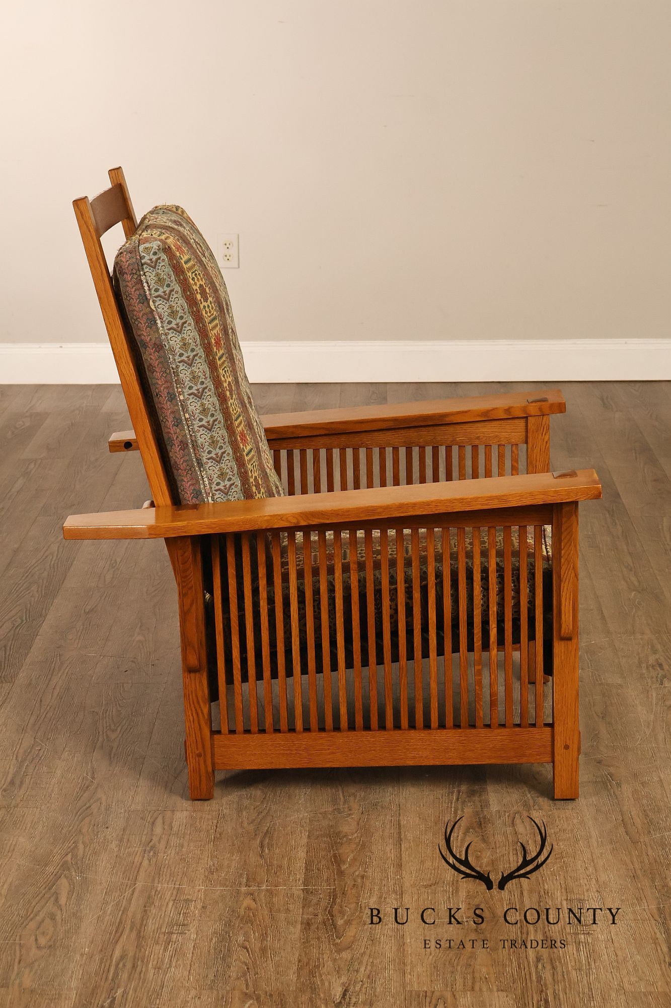 Stickley Mission Collection Oak Compact Morris Chair With Loose Cushions