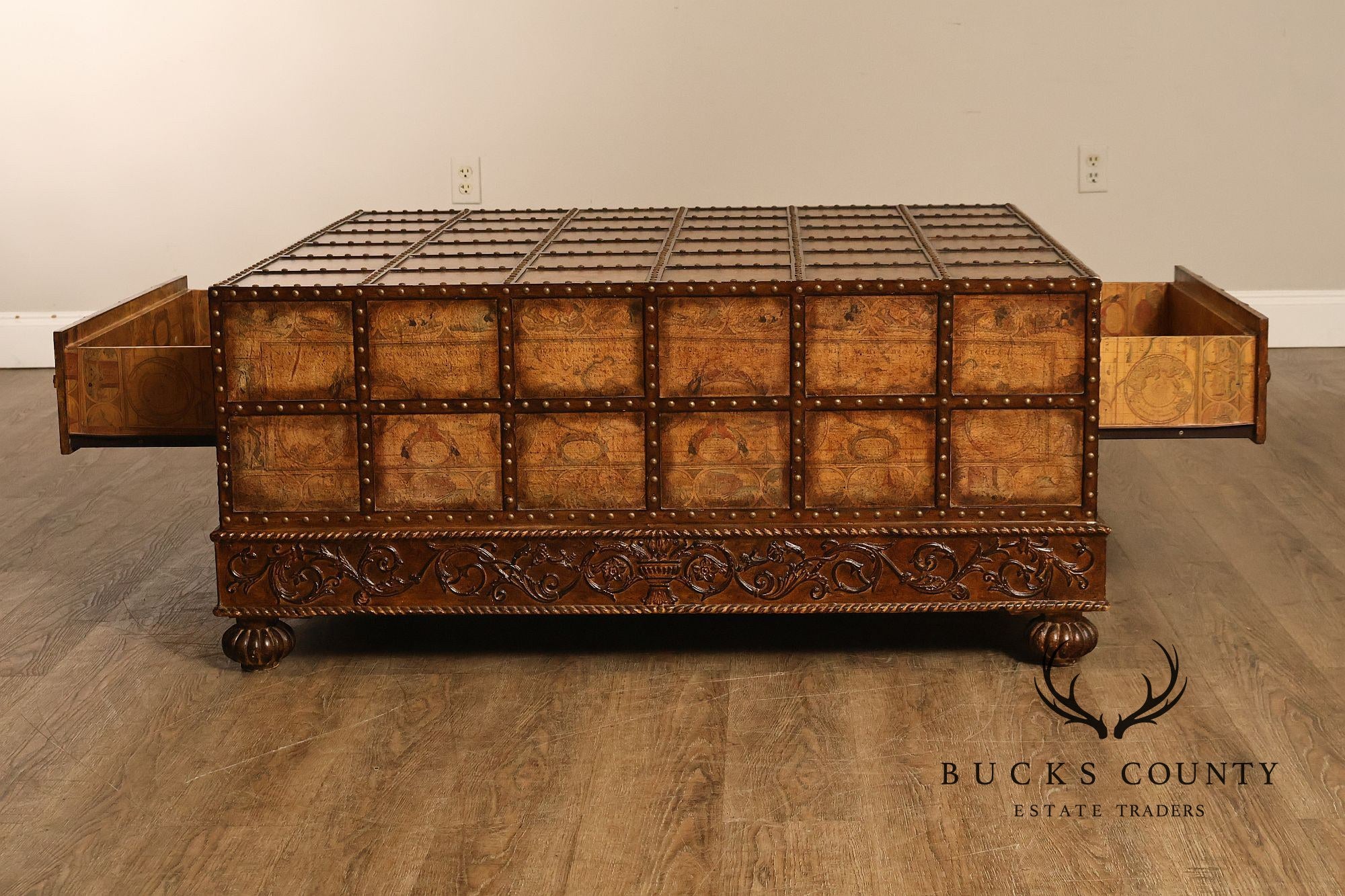 Pulaski 'Espaigne' Large Square Old World Map Storage Coffee Table