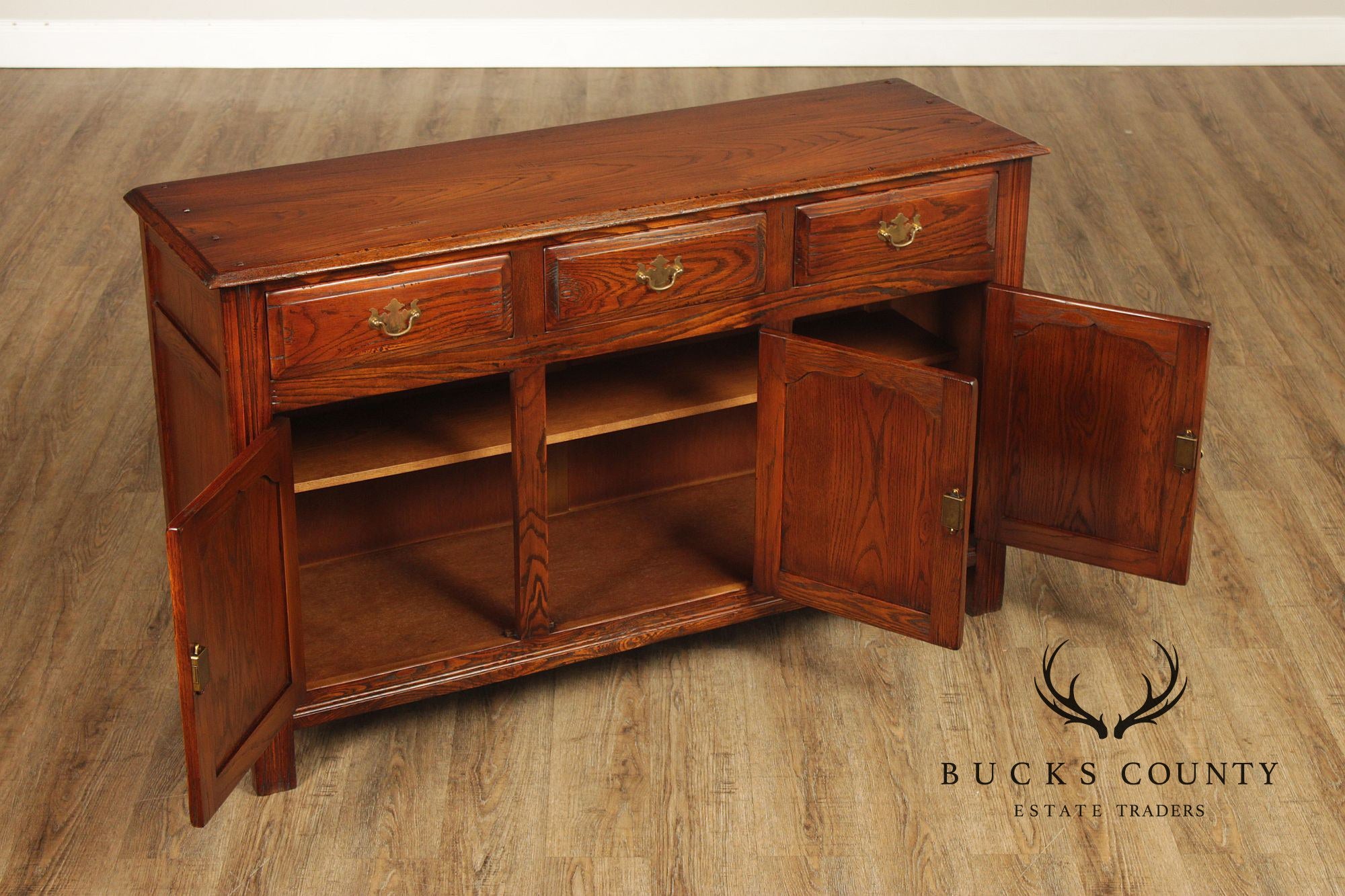 Bevan Funnell English Carved Oak Buffet Sideboard